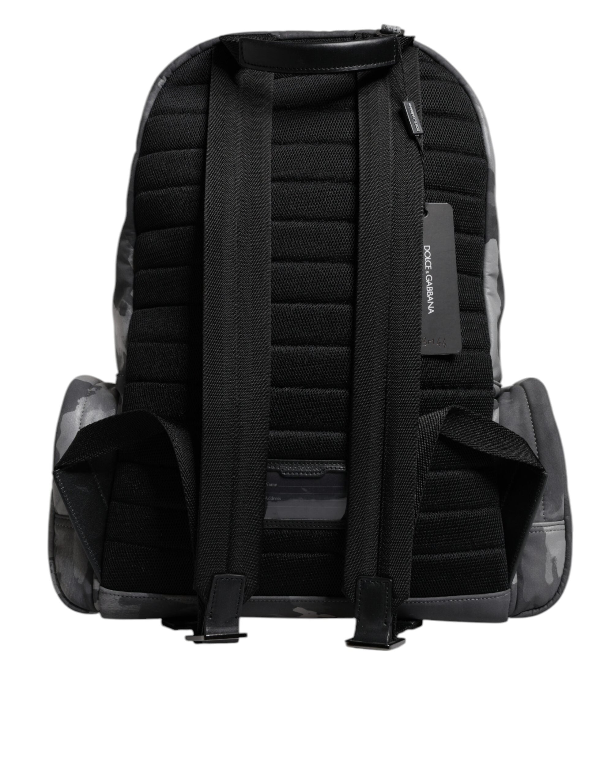 Dolce & Gabbana Graue Baumwolle Camouflage Logo Plaque Rucksack Tasche-5