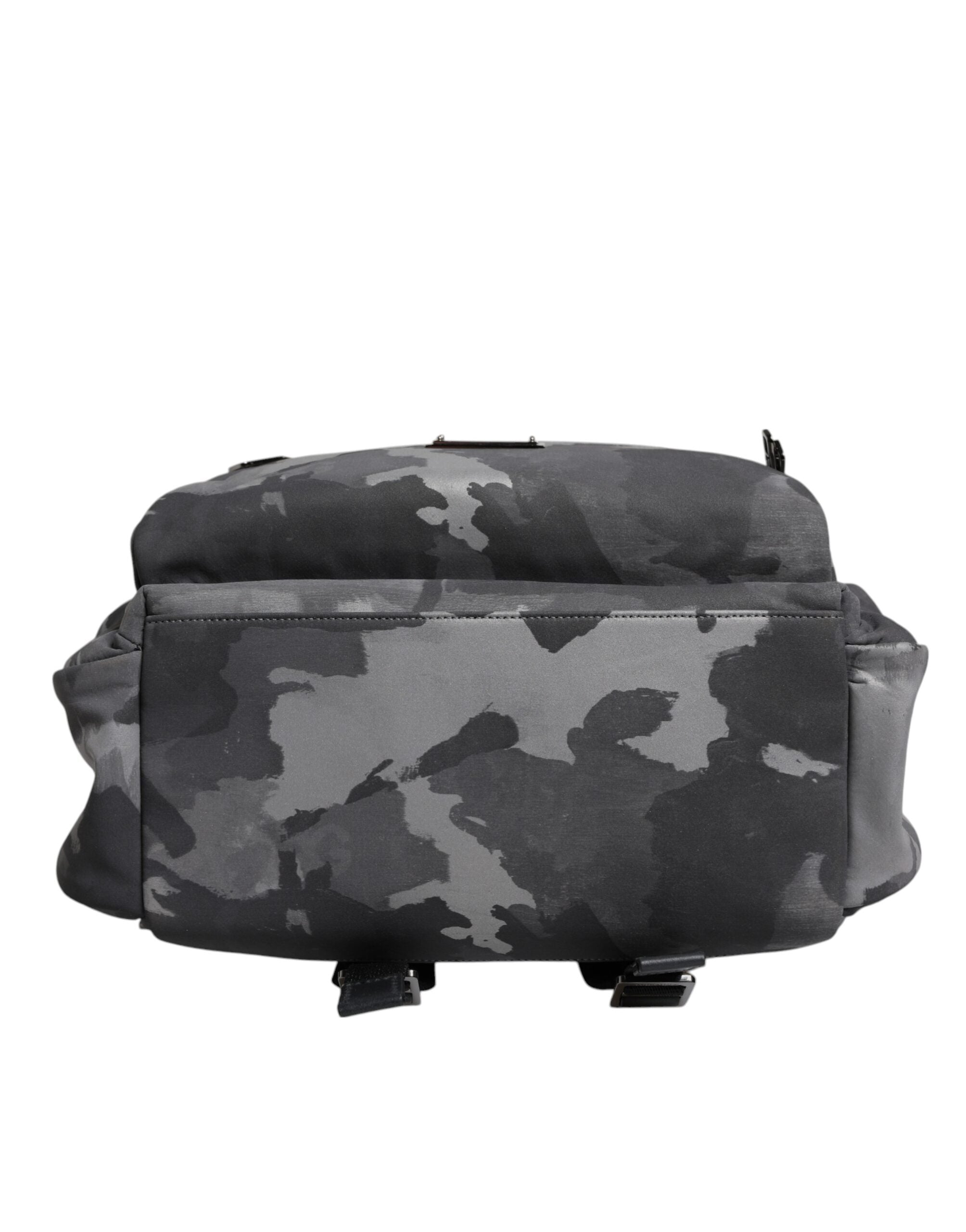 Dolce & Gabbana Graue Baumwolle Camouflage Logo Plaque Rucksack Tasche-6