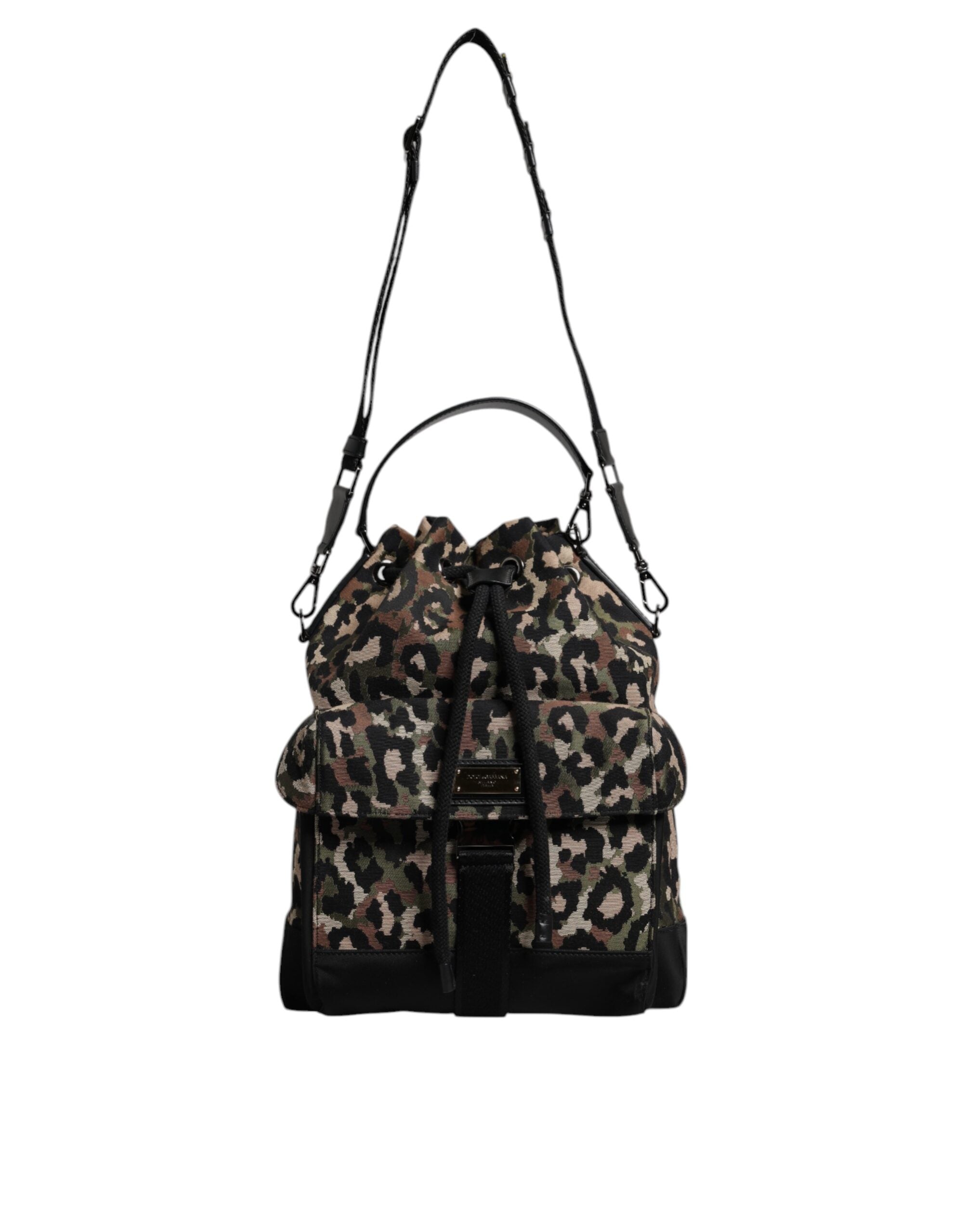 Dolce & Gabbana Multicolor Leopard Cotton Shoulder Bucket Bag-2