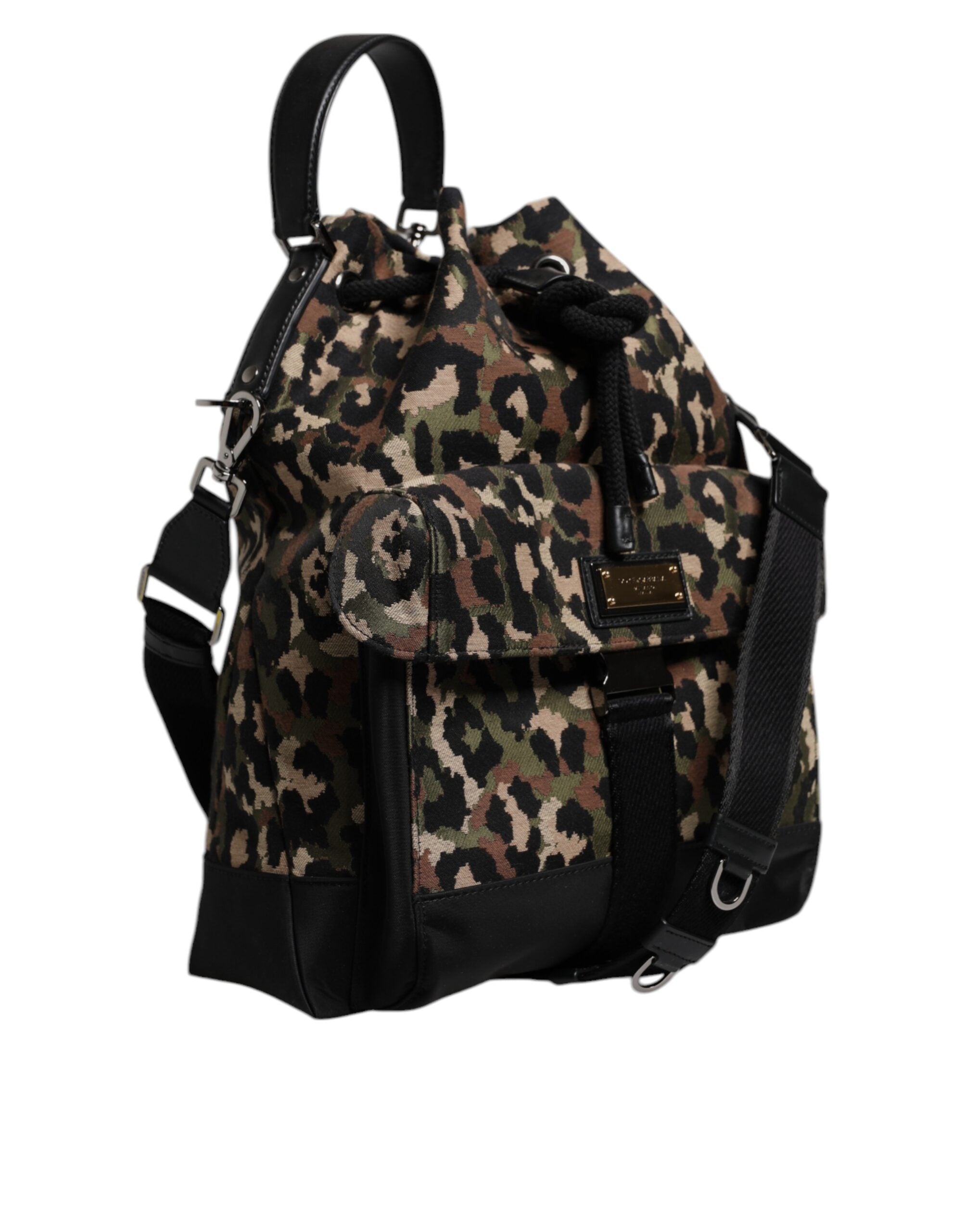 Dolce & Gabbana Multicolor Leopard Cotton Shoulder Bucket Bag-4