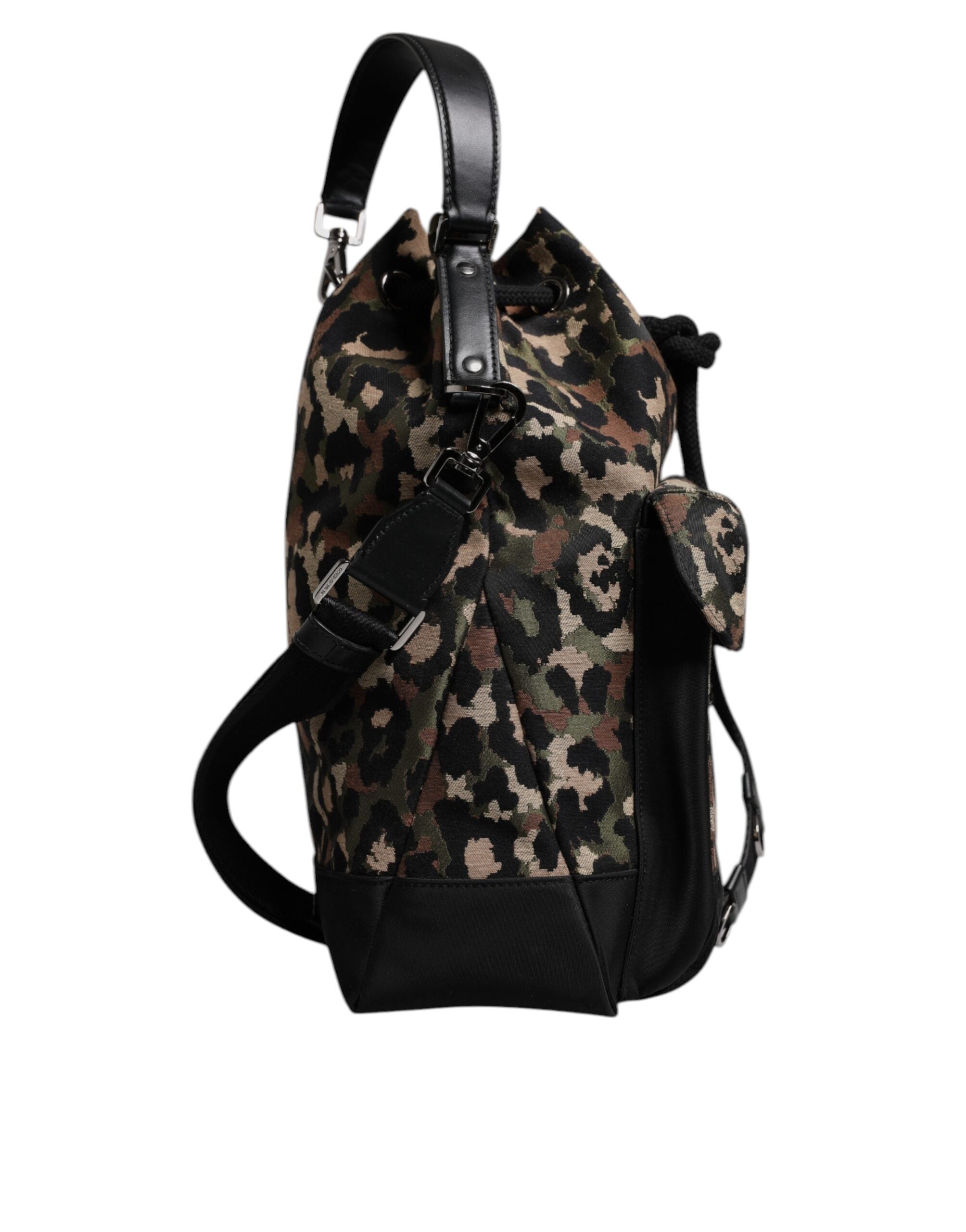 Dolce & Gabbana Multicolor Leopard Cotton Shoulder Bucket Bag-5