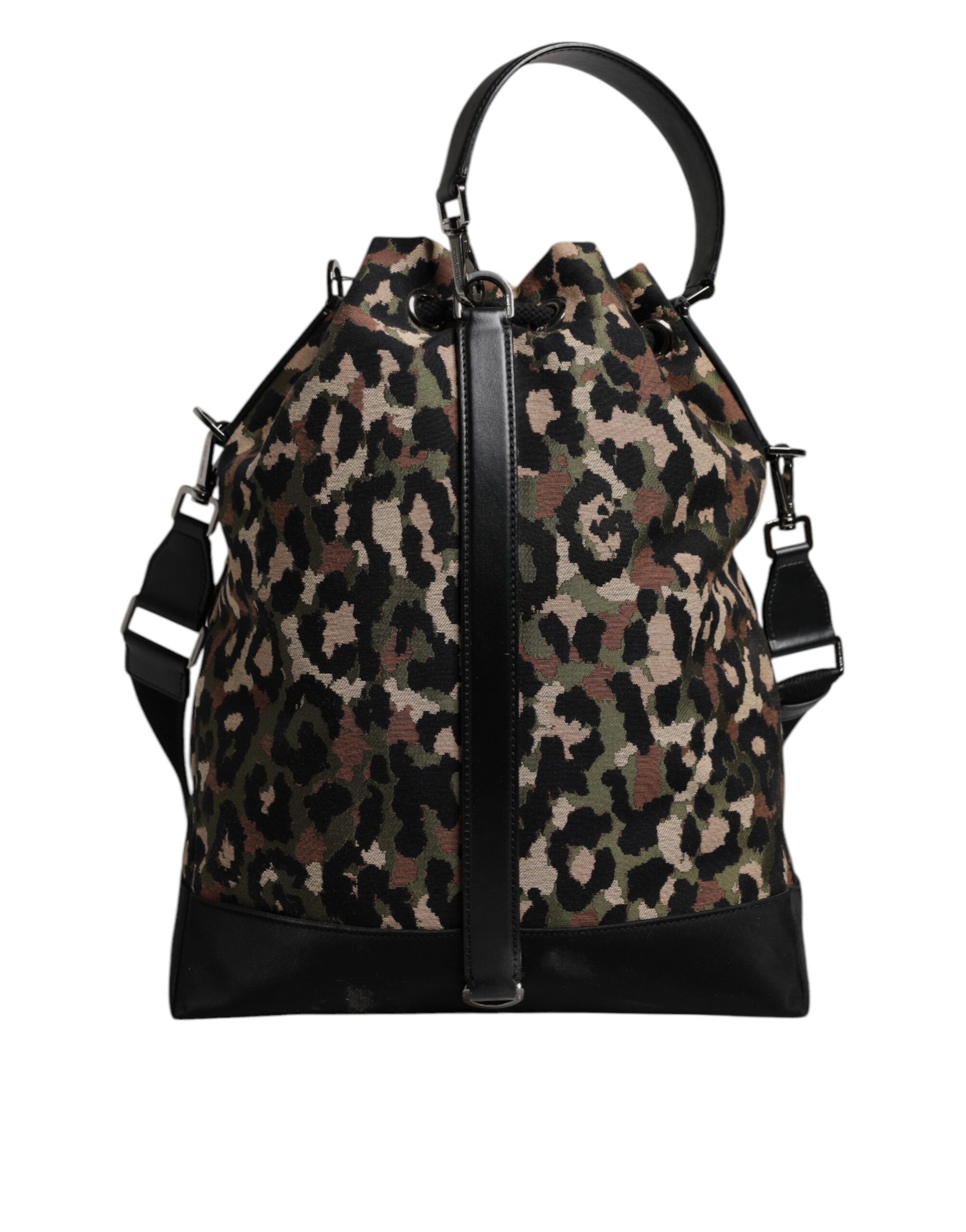 Dolce & Gabbana Multicolor Leopard Cotton Shoulder Bucket Bag-6