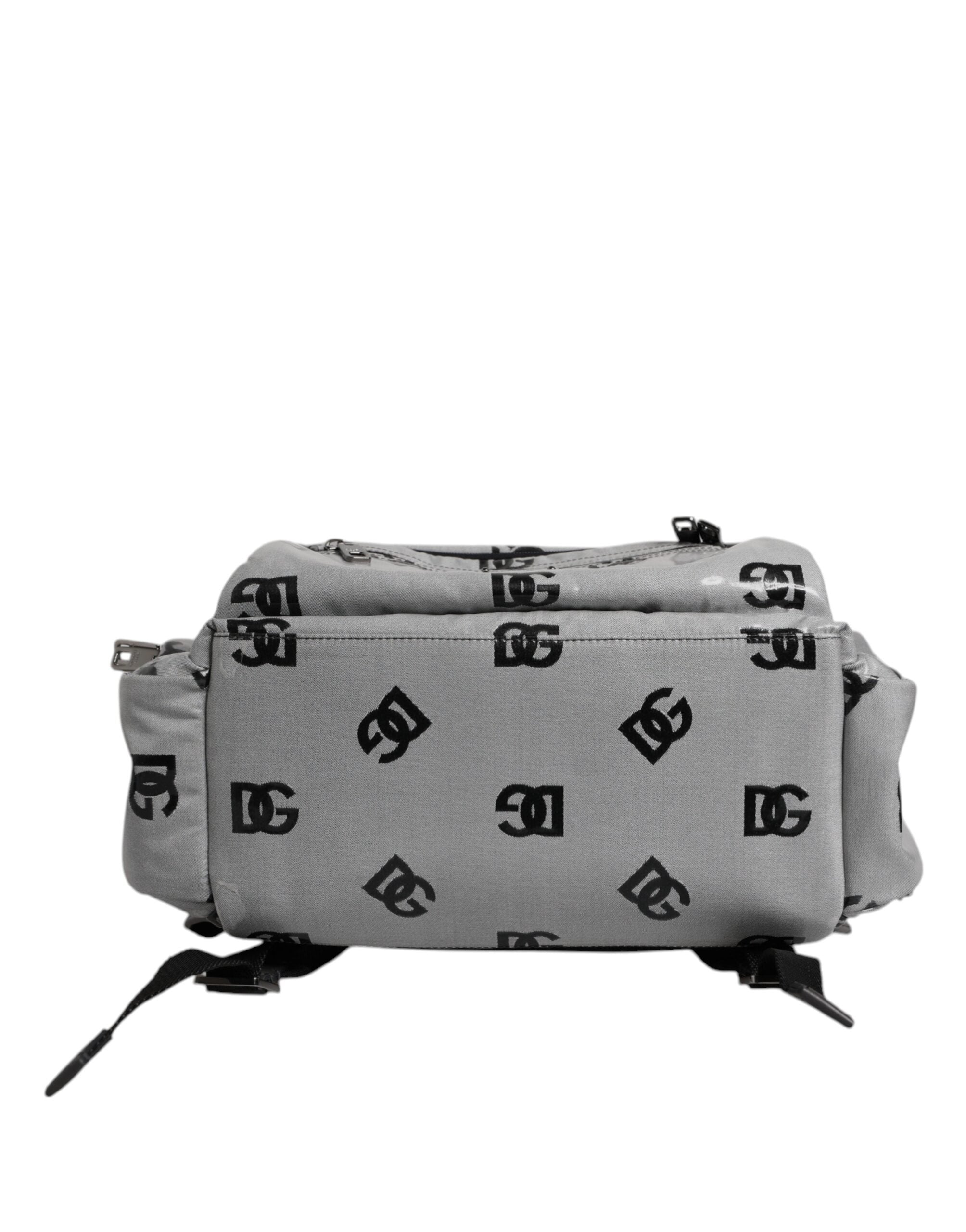 Dolce & Gabbana Polyester Grau Schwarz DG Logo Plaque Rucksack Tasche-6