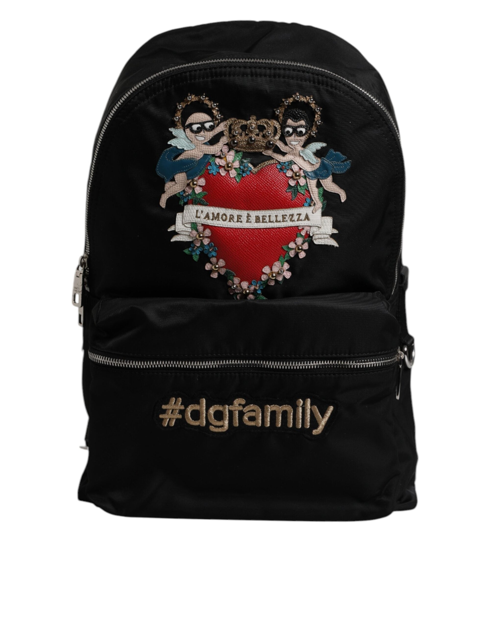 Dolce & Gabbana Black Nylon #DGFAMILY embellishes VULCANO backpack bag-1