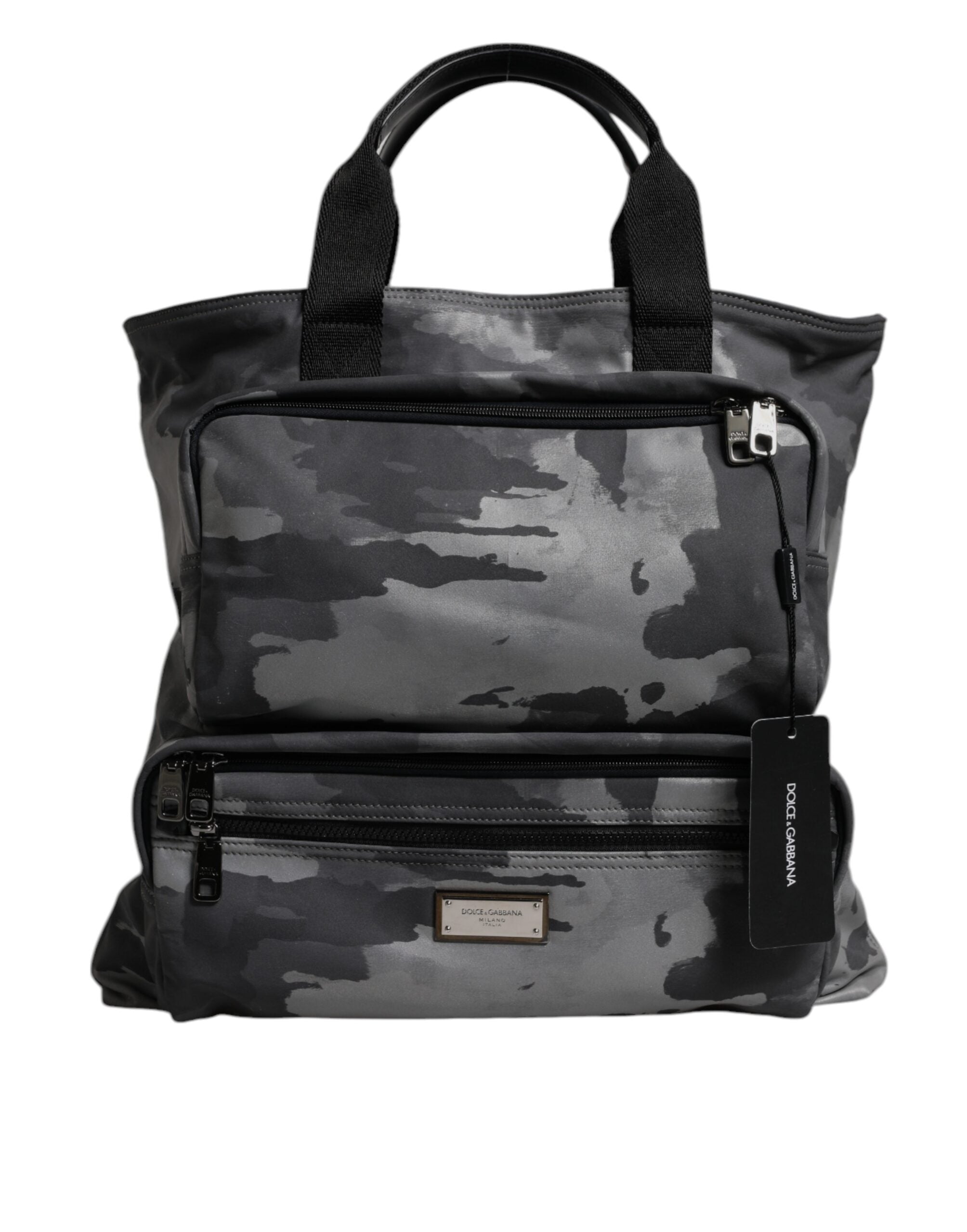 Dolce & Gabbana Black Camouflage Shoulder Strap Logo Plaque Bag-1