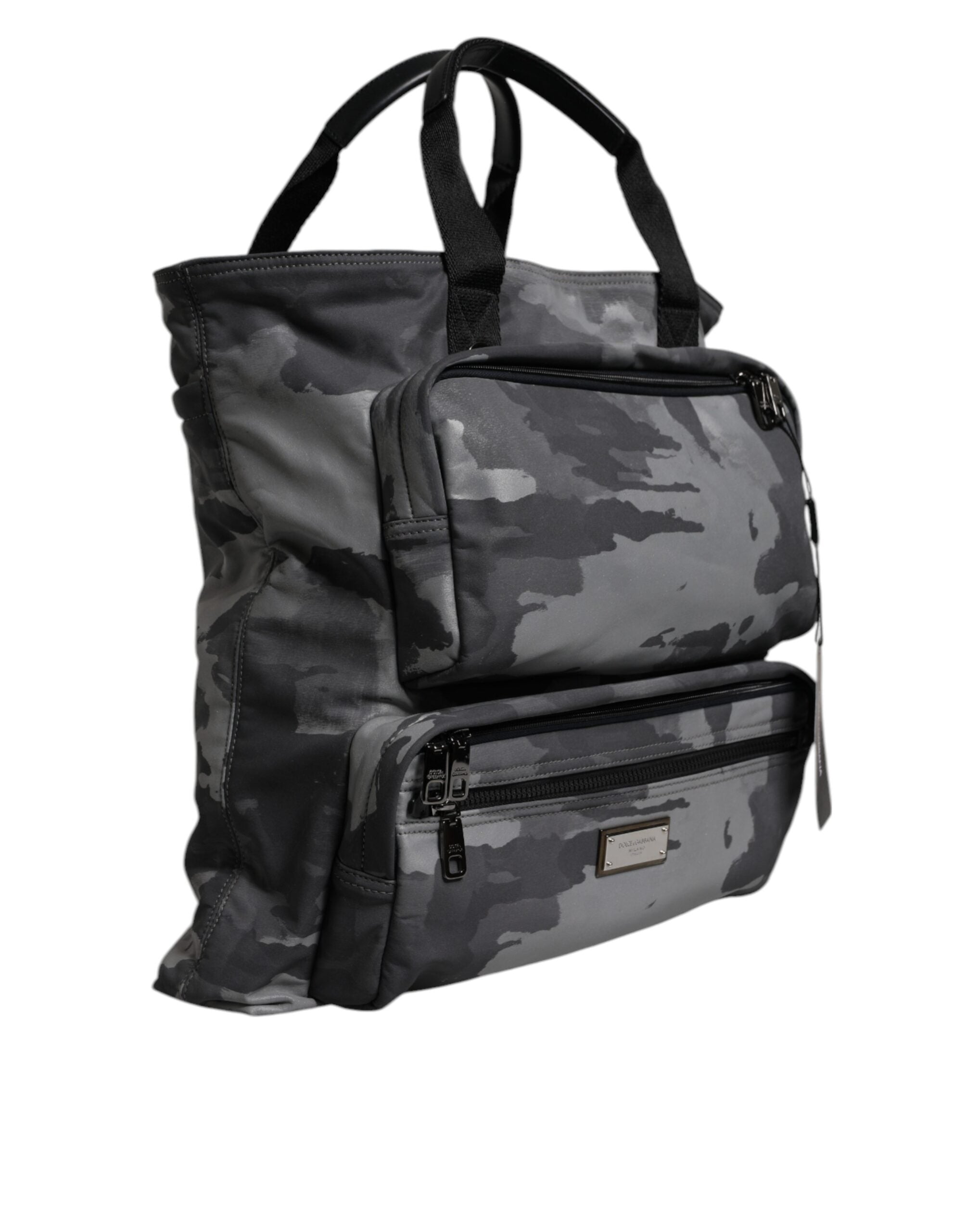 Dolce & Gabbana Black Camouflage Shoulder Strap Logo Plaque Bag-4