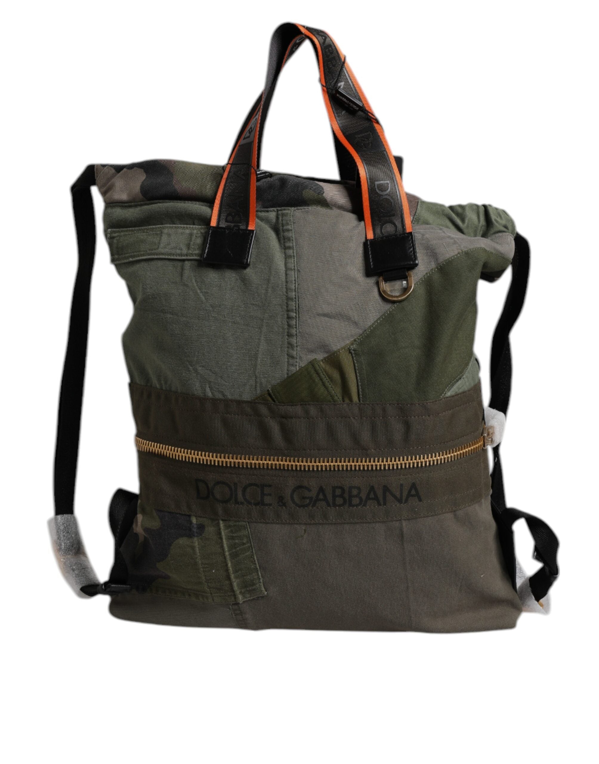 Dolce & Gabbana Military Green Patchwork Backpack Backpack Bag-1