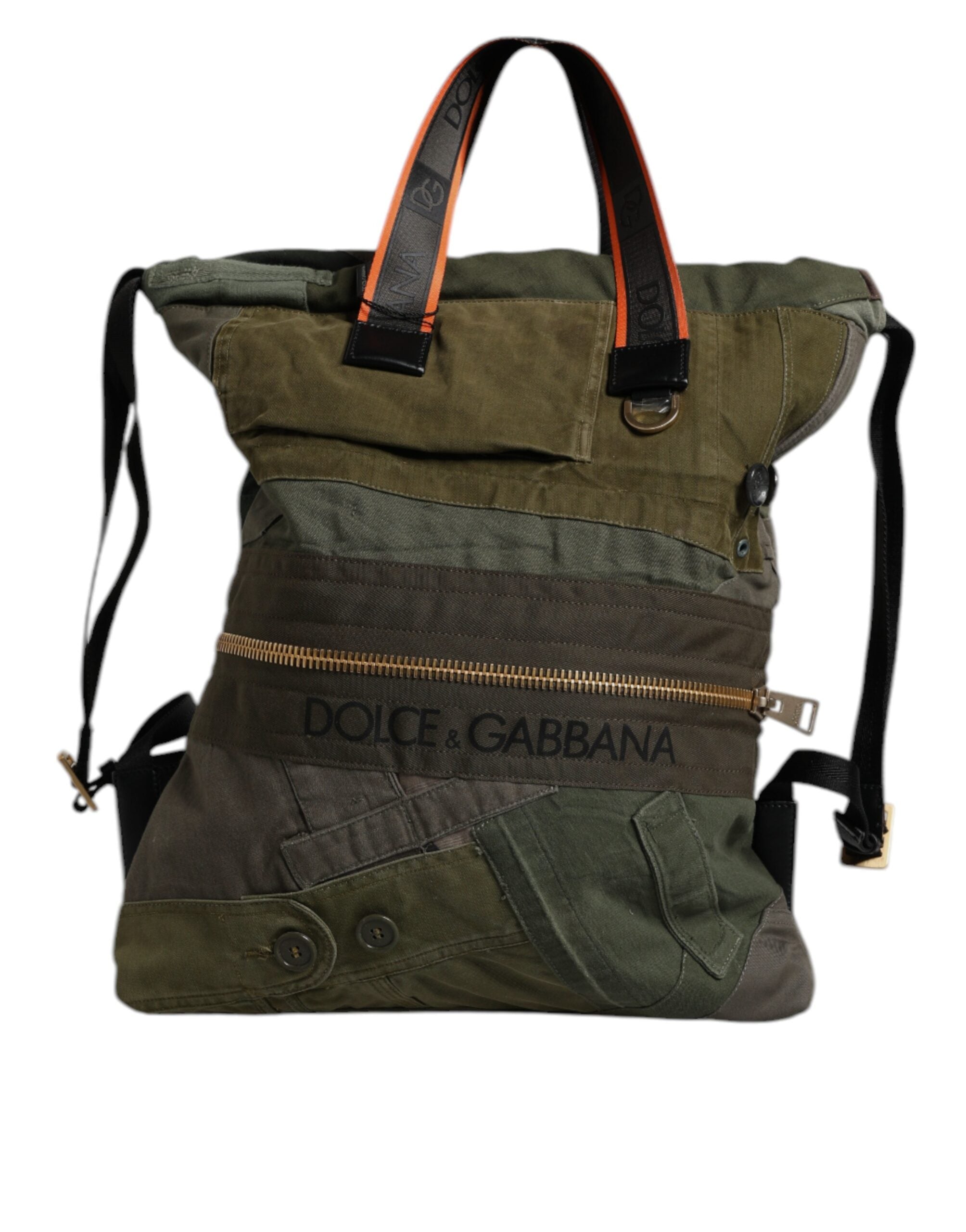 Dolce & Gabbana Military Green Patchwork Backpack Backpack Bag-1