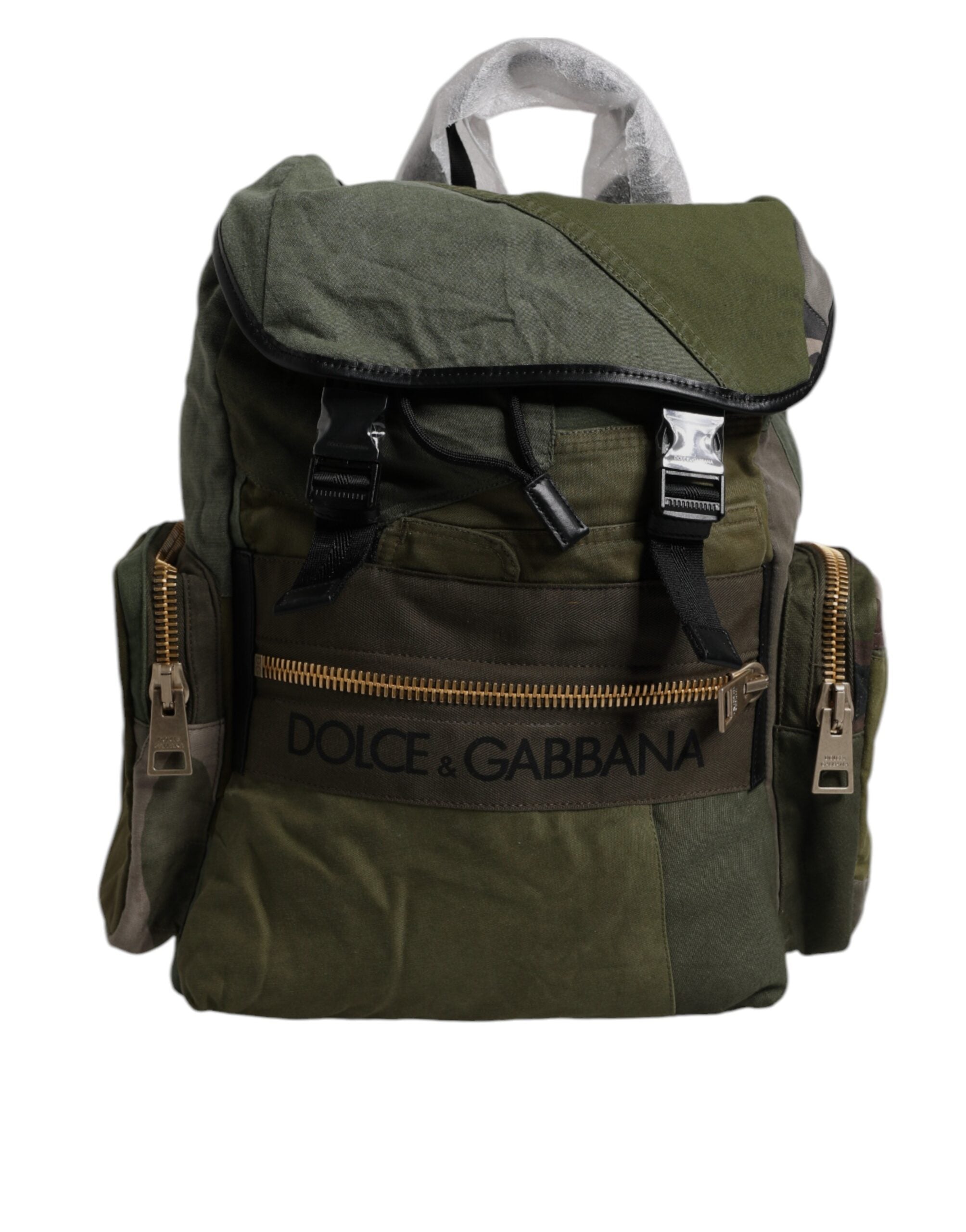 Dolce & Gabbana Military Green Patchwork Travel Backpack-6