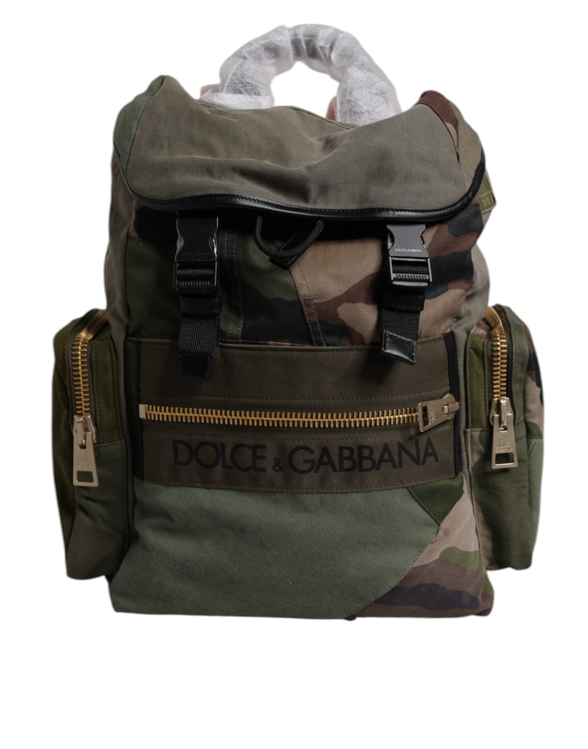 Dolce & Gabbana Military Green Patchwork Travel Backpack-1