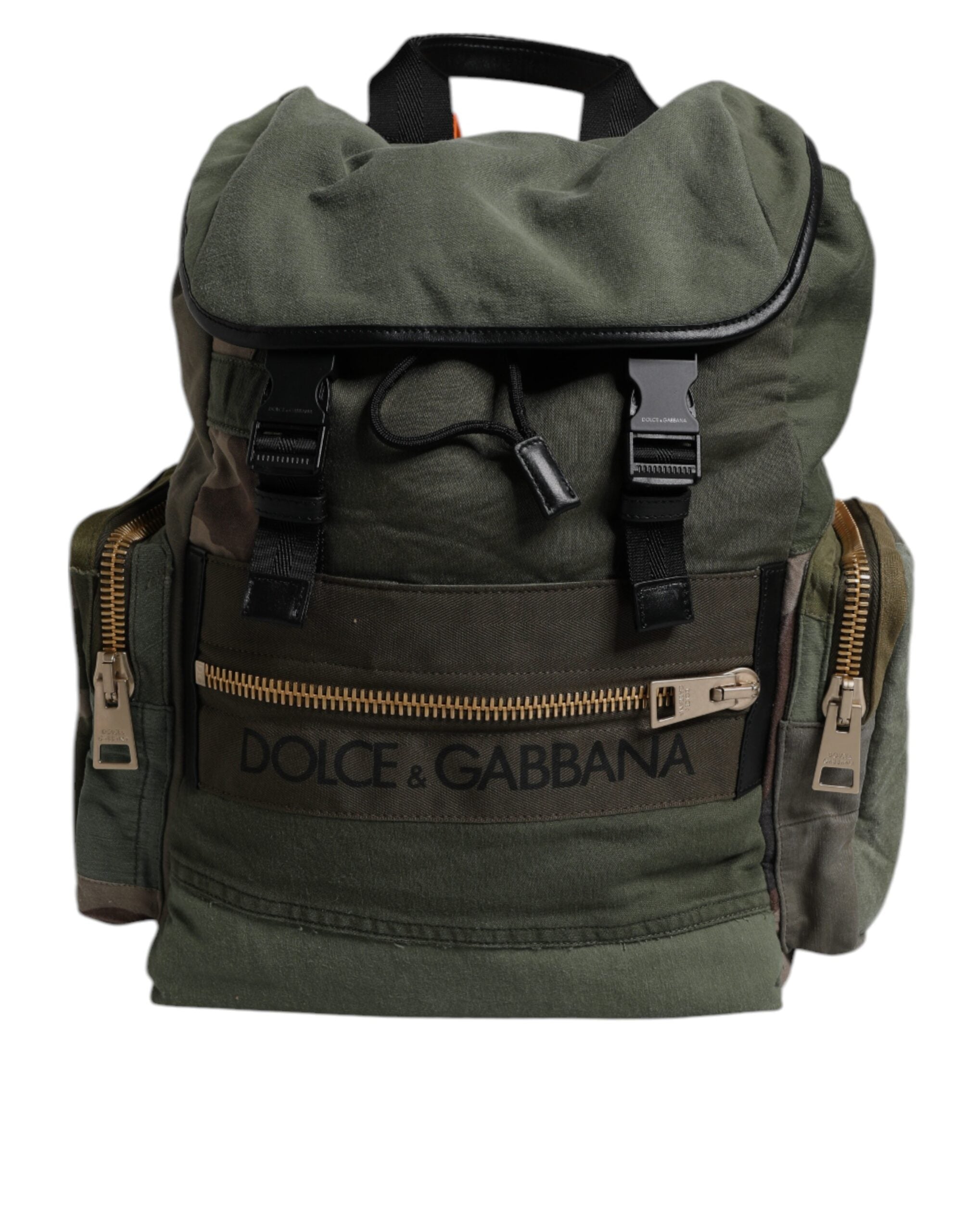 Dolce & Gabbana Military Green Patchwork Travel Backpack-1