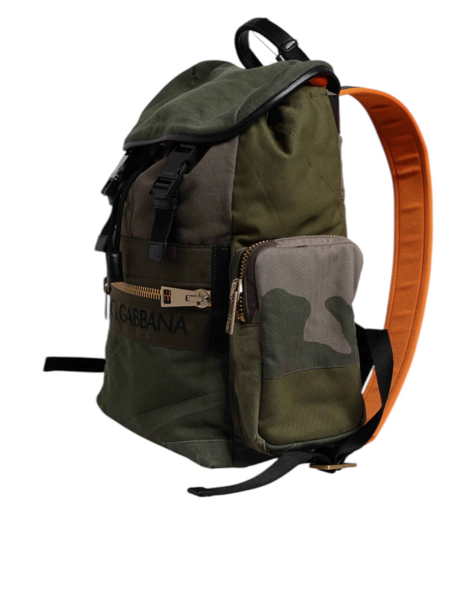 Dolce & Gabbana Militärgrünes Patchwork Schulrucksack Tasche-2