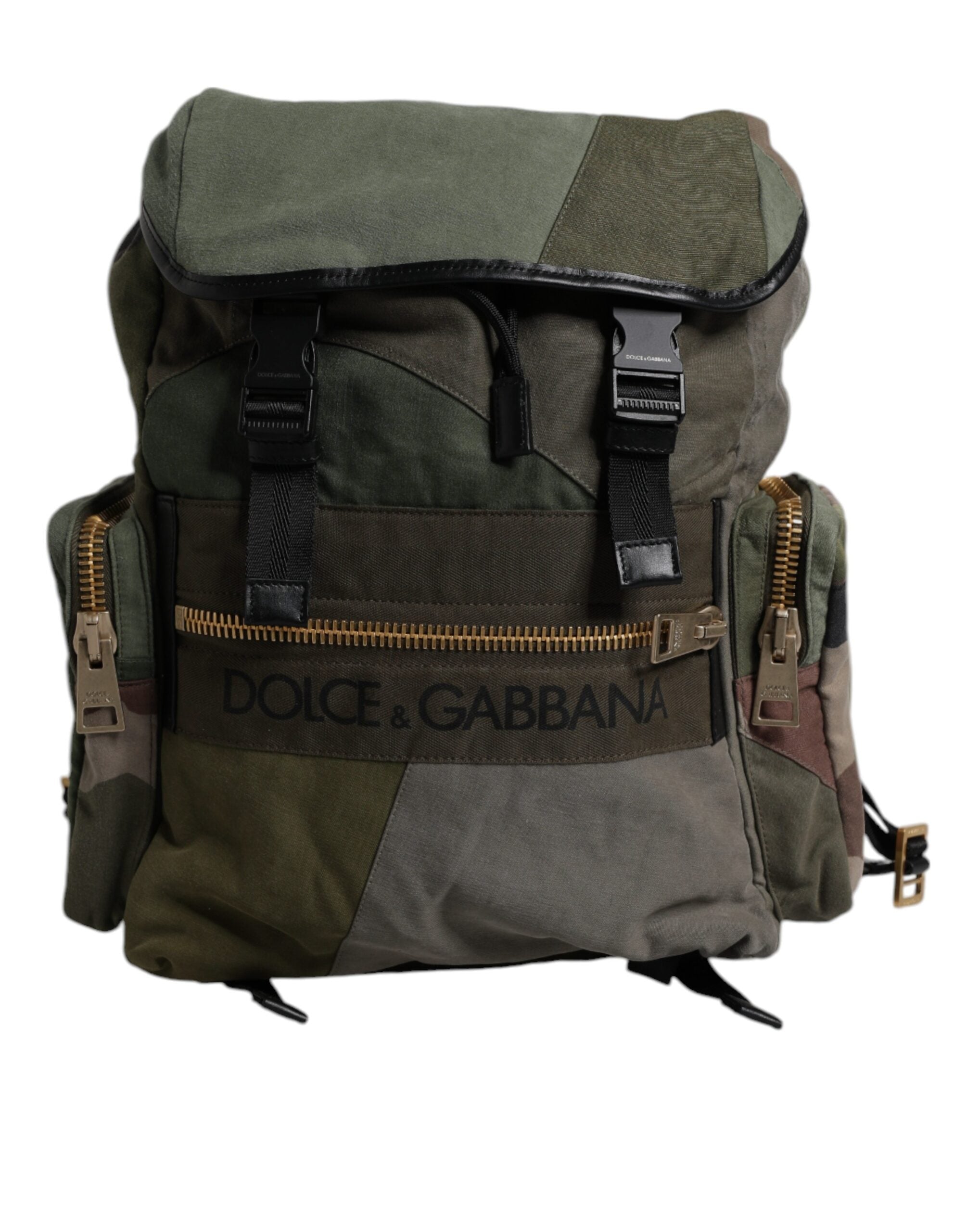 Dolce & Gabbana Militärgrünes Patchwork-Reiserucksacktasche-6
