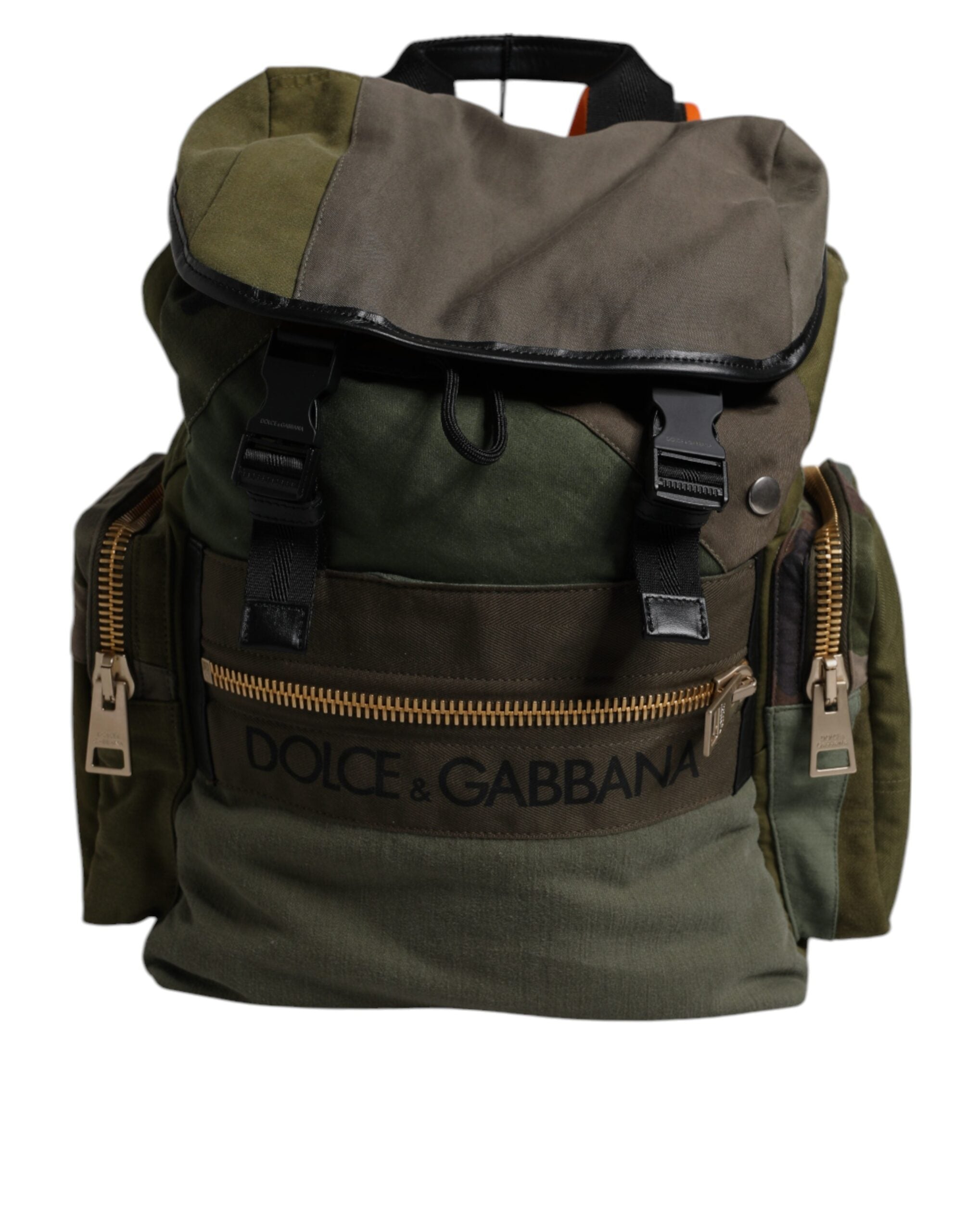 Dolce & Gabbana Military Green Patchwork Travel Backpack-1