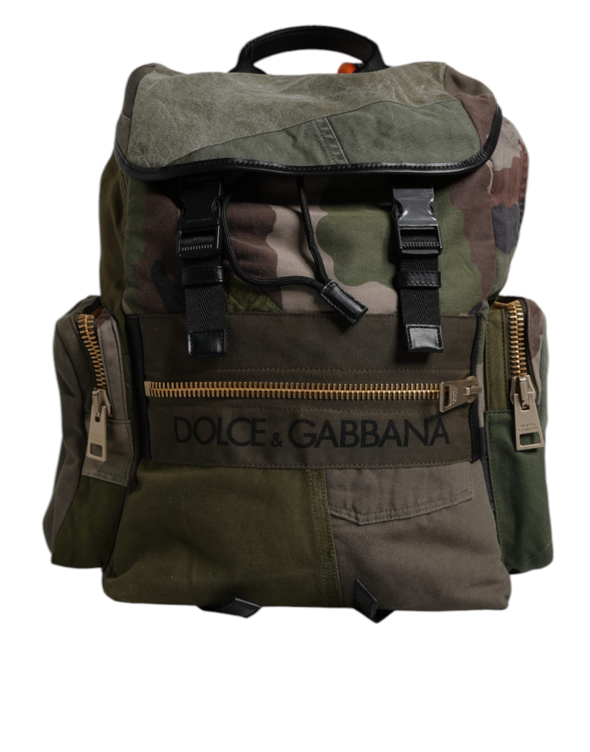 Dolce & Gabbana Militärgrünes Patchwork Schulrucksack Tasche-6