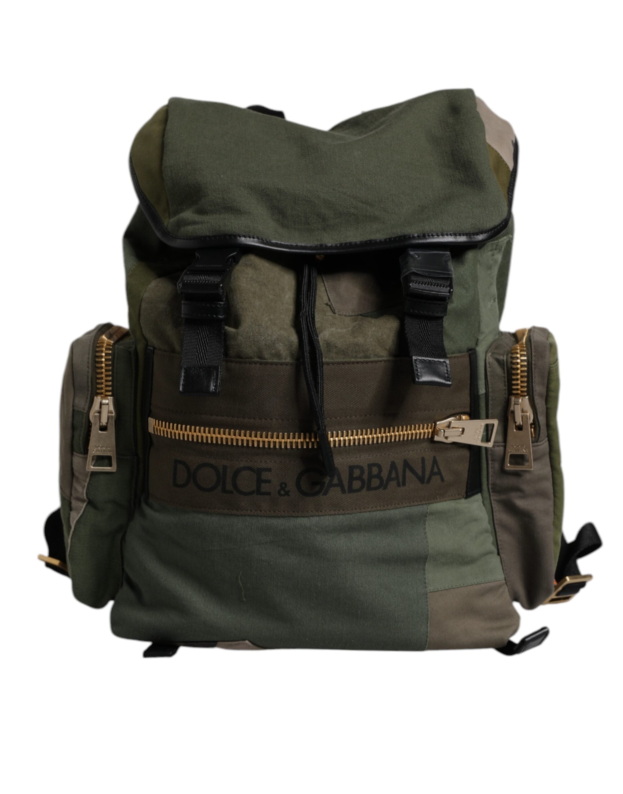 Dolce & Gabbana Militärgrünes Patchwork Schulrucksack Tasche-6