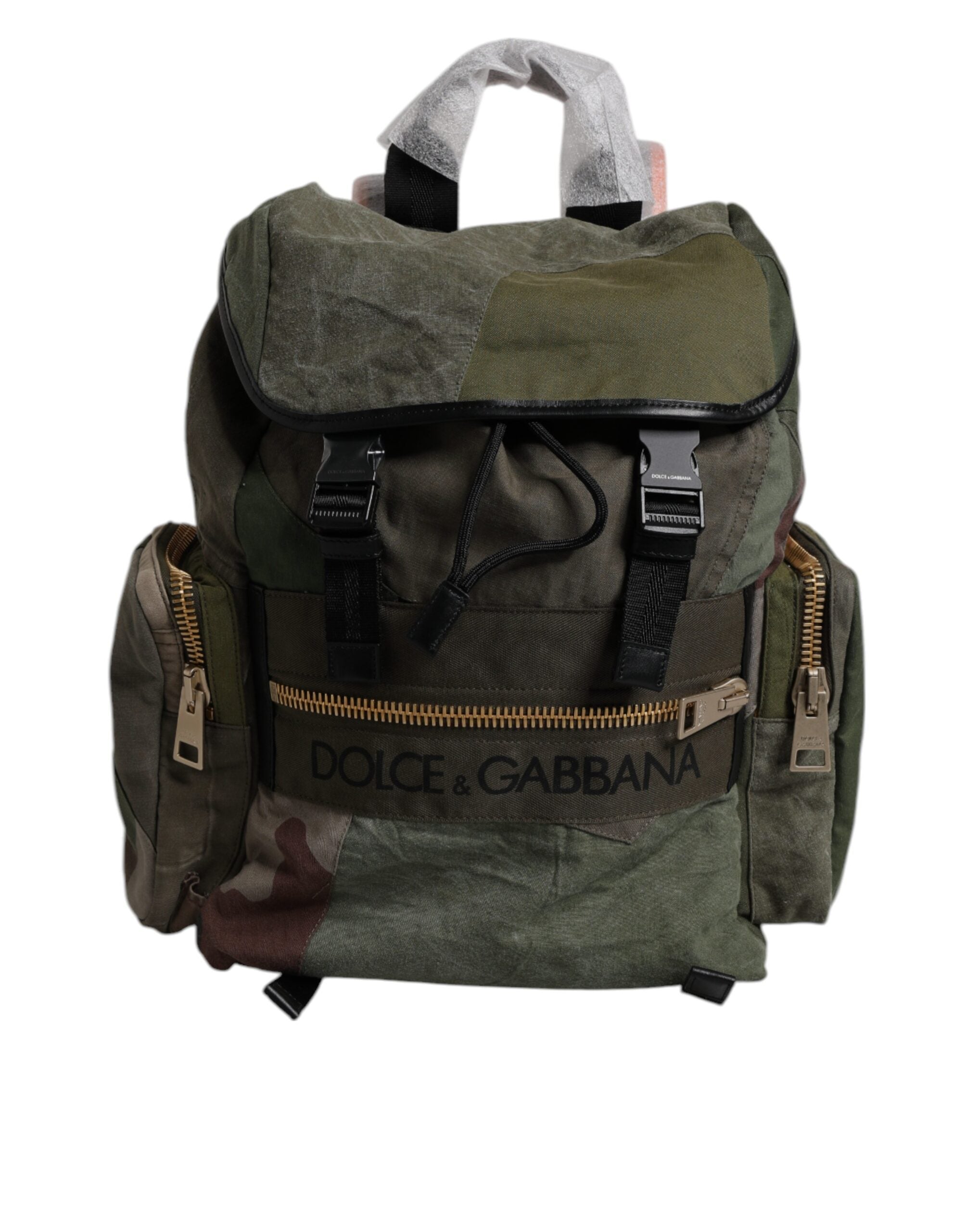 Dolce & Gabbana Military Green Patchwork Travel Backpack-1