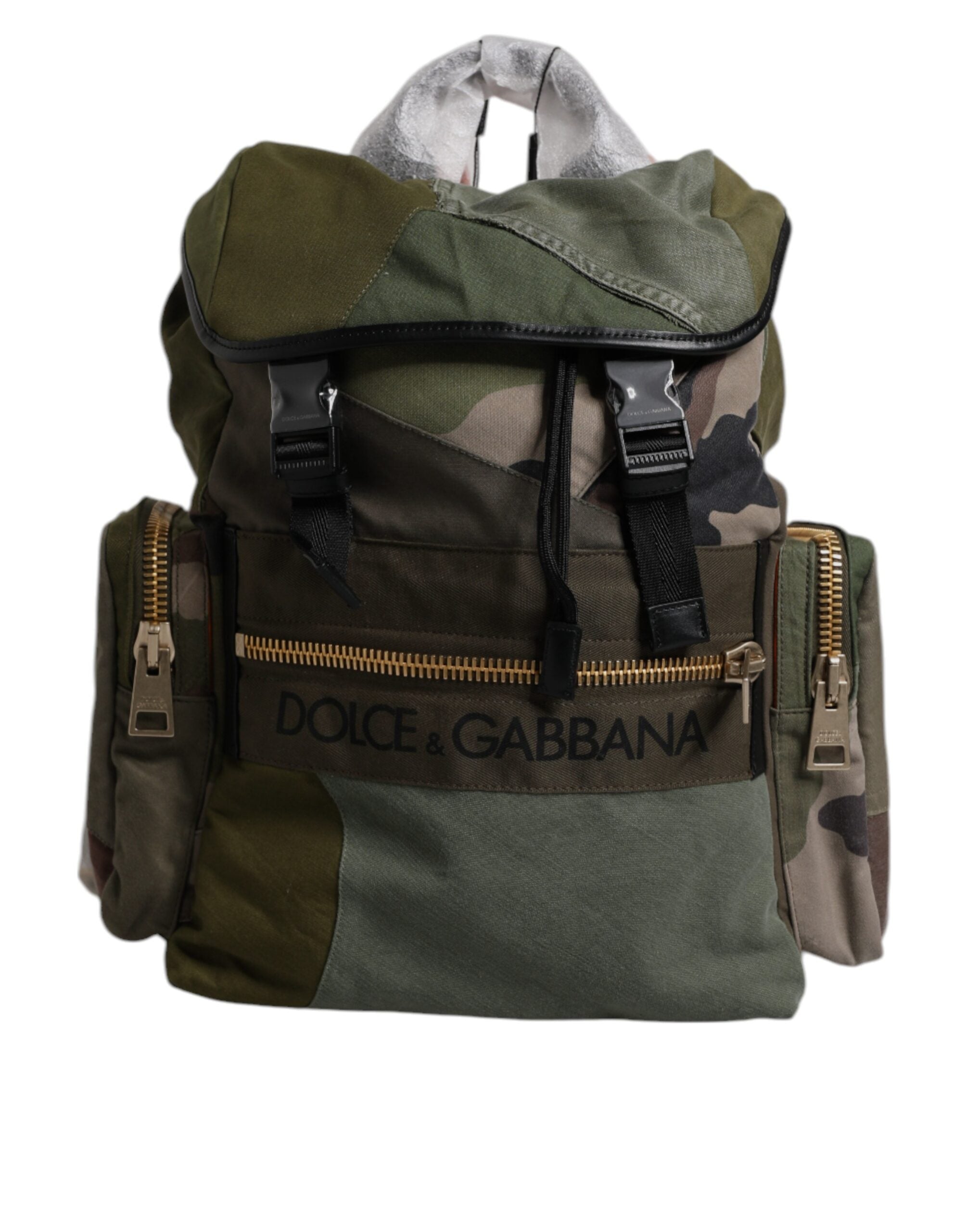 Dolce & Gabbana Military Green Patchwork Travel Backpack-6