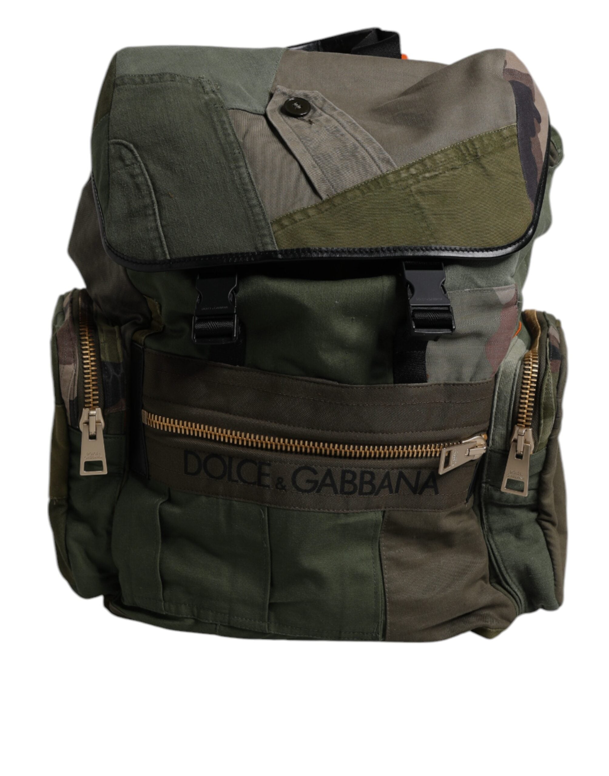 Dolce & Gabbana Military Green Patchwork Travel Backpack-2