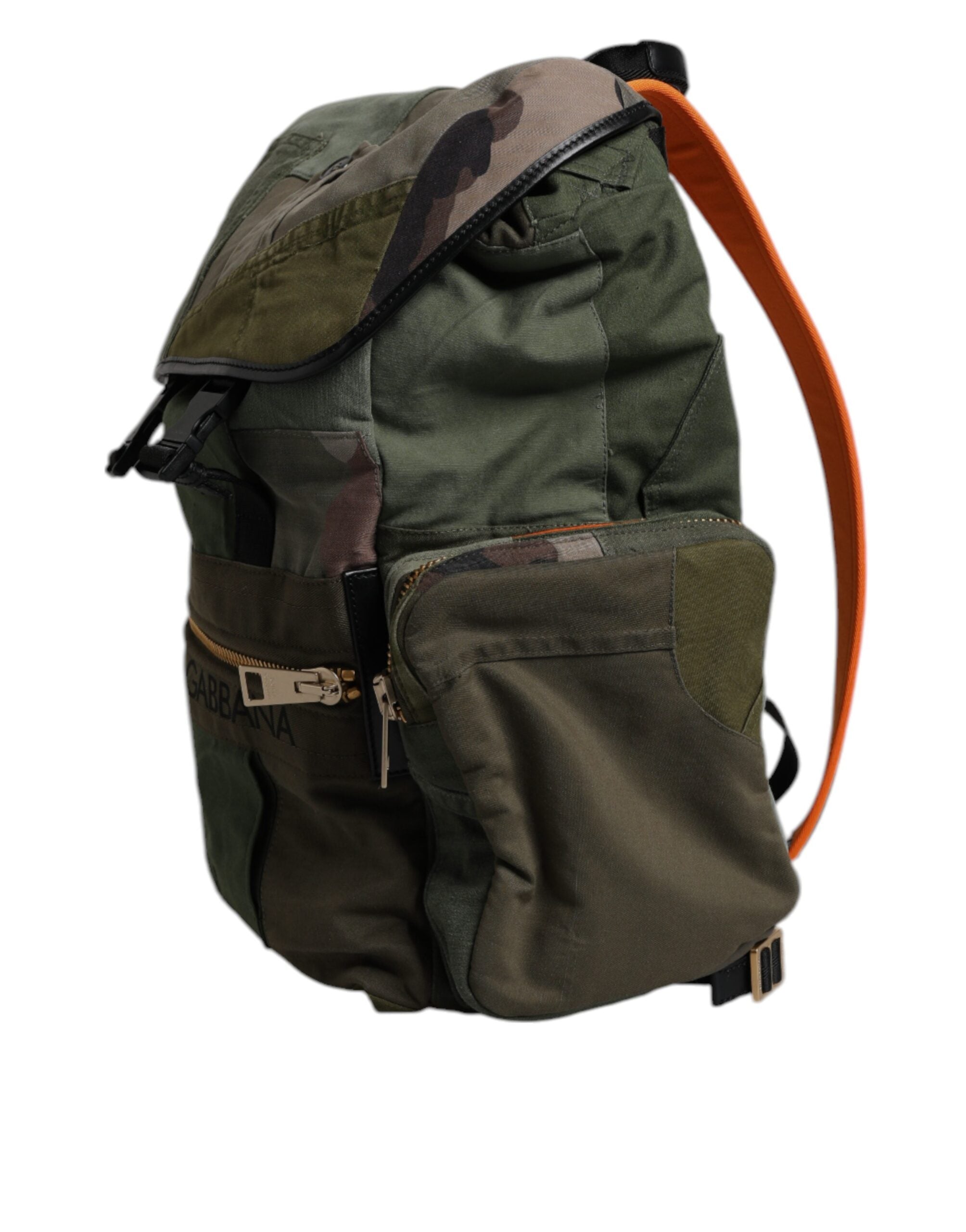 Dolce & Gabbana Military Green Patchwork Travel Backpack-3