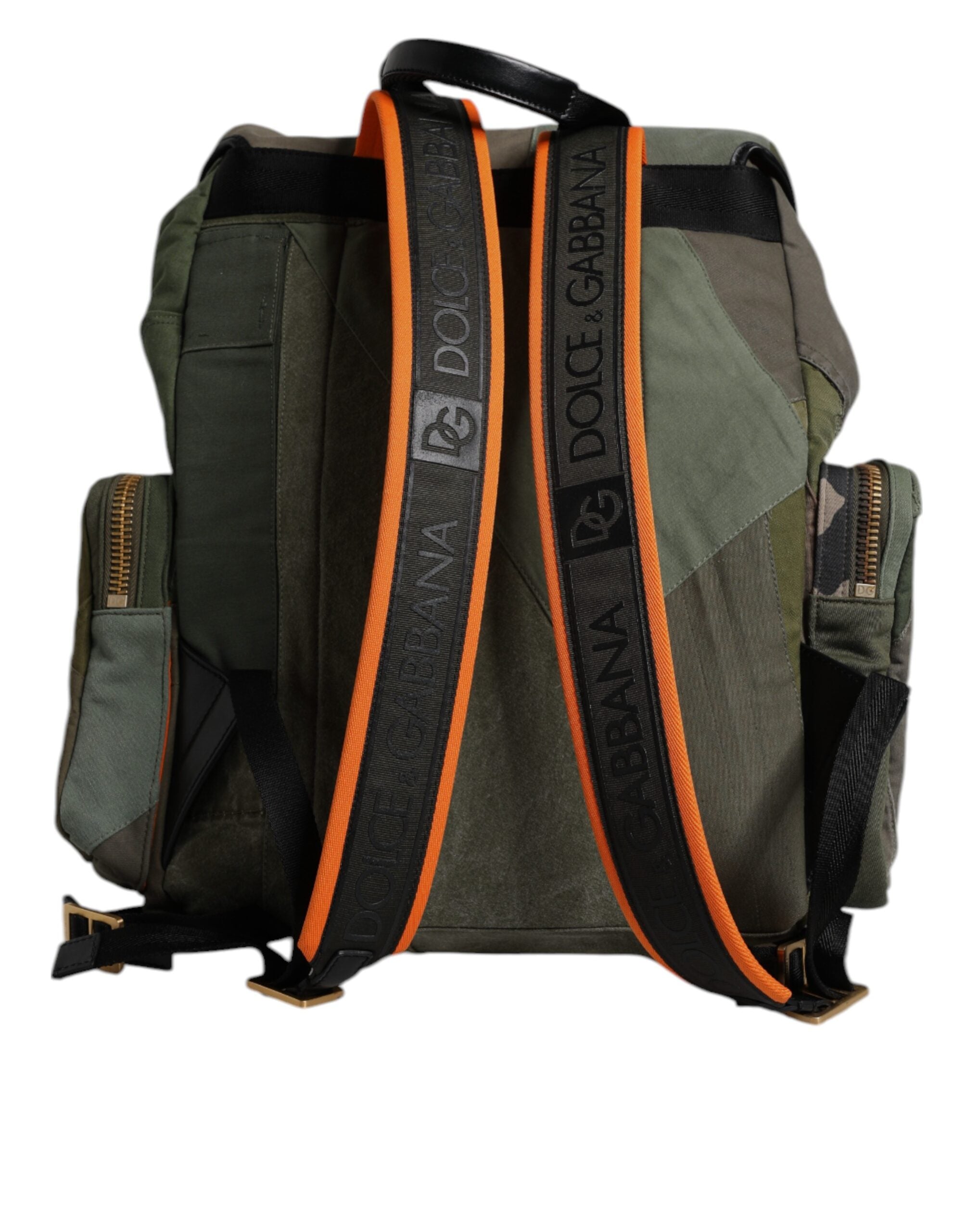Dolce & Gabbana Military Green Patchwork Travel Backpack-4