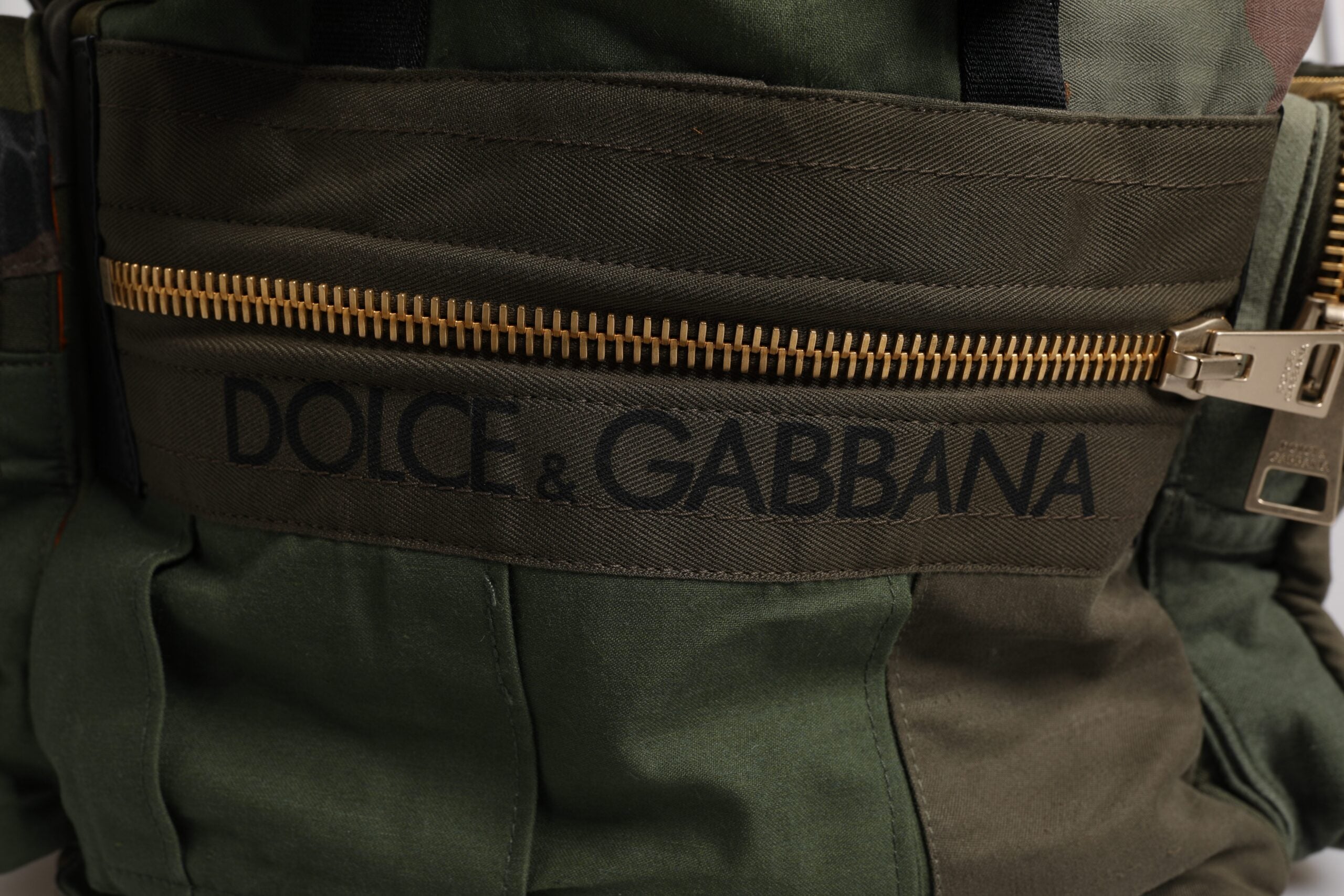Dolce & Gabbana Military Green Patchwork Travel Backpack-5