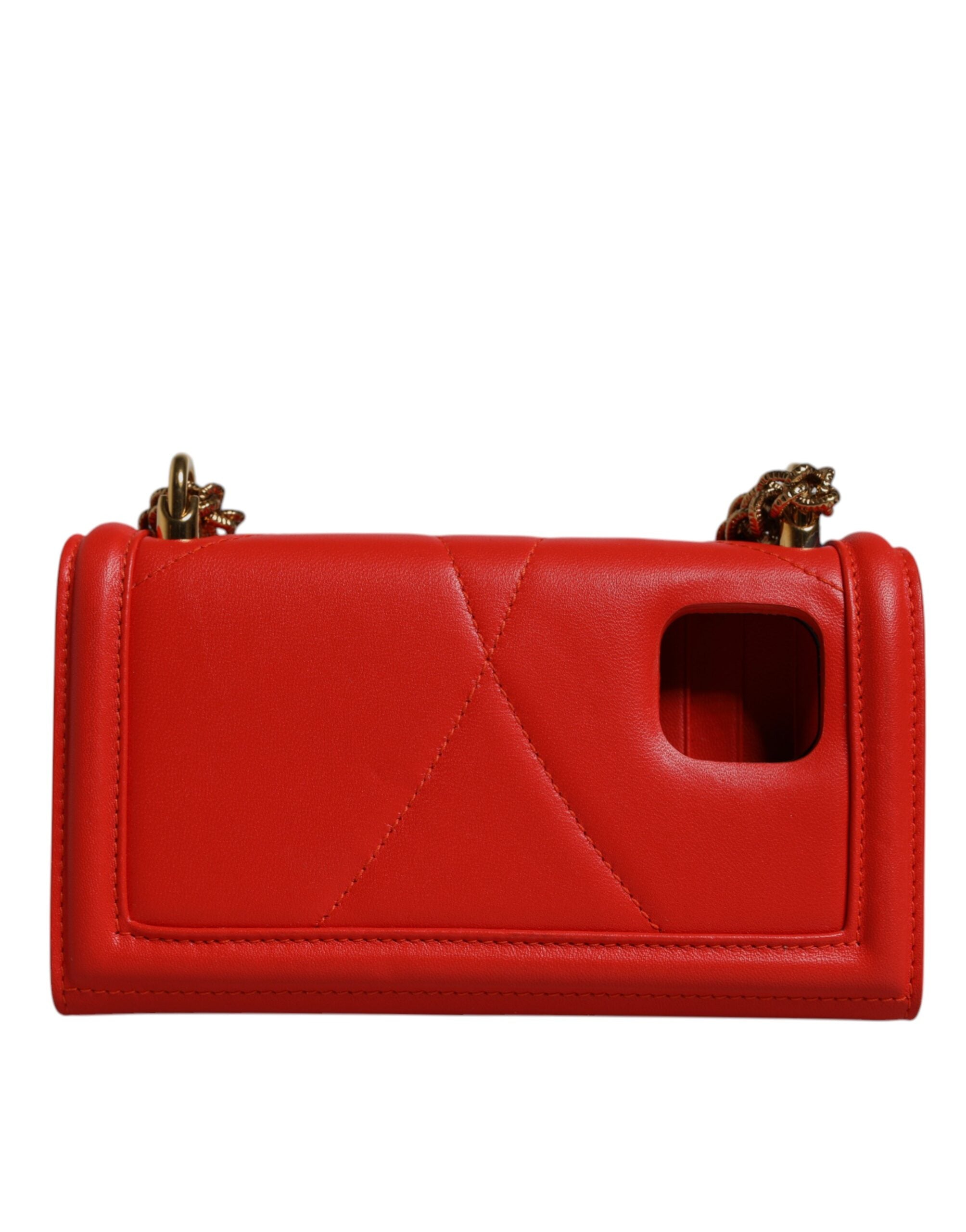 Bolso bandolera Dolce & Gabbana acolchado rojo Devotion con cadena para teléfono-5
