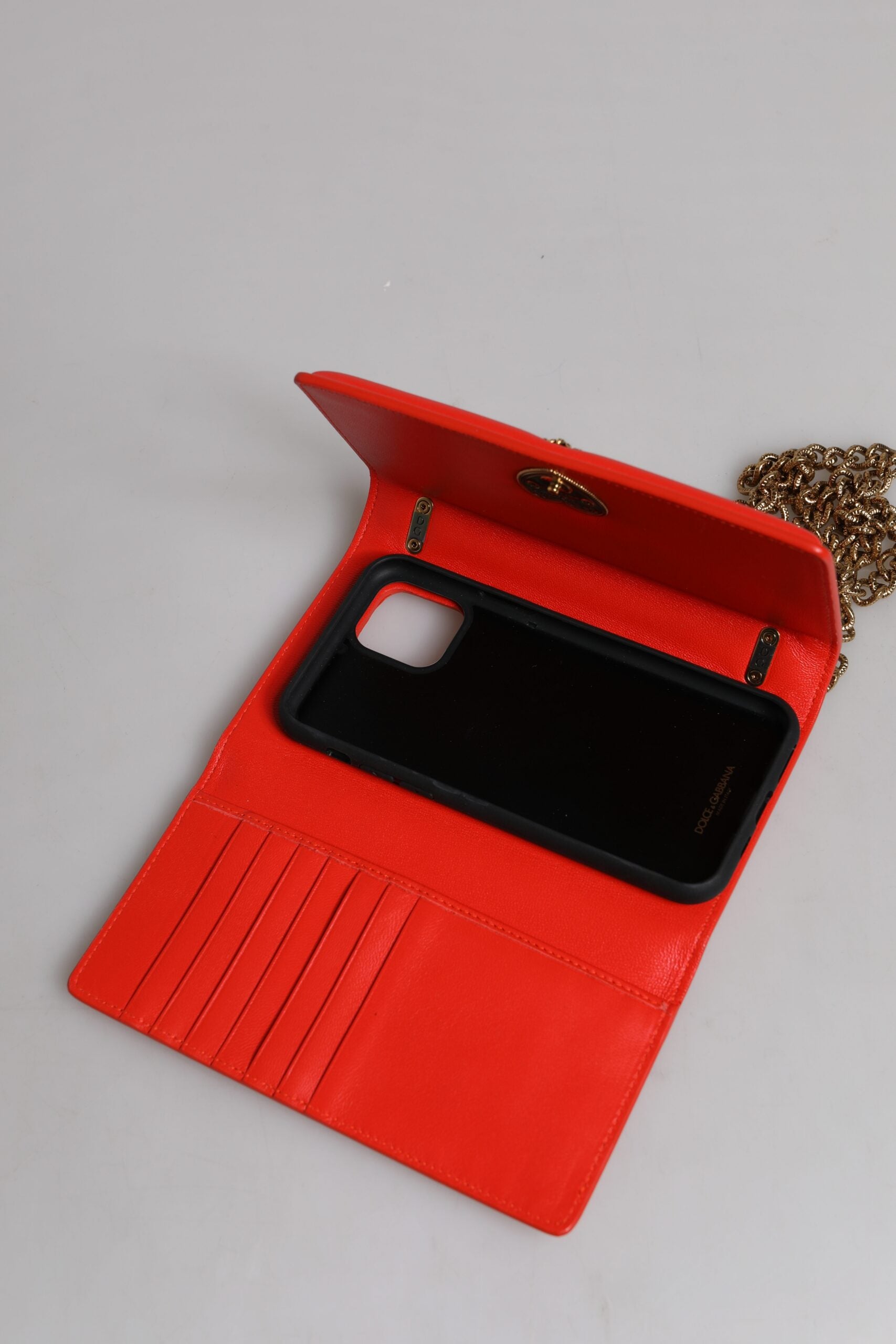 Bolso bandolera Dolce & Gabbana acolchado rojo Devotion con cadena para teléfono-8