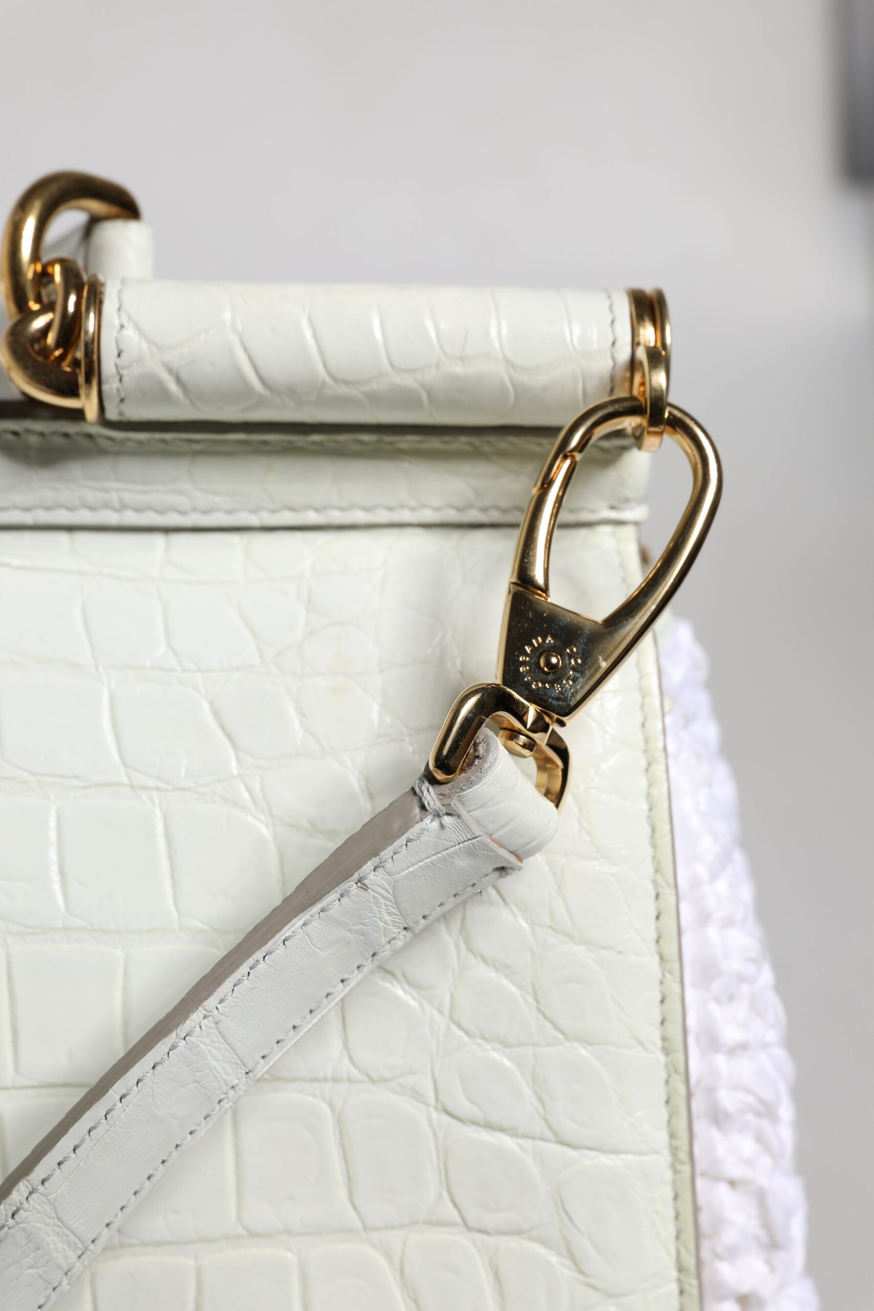 Dolce & Gabbana White Rafia Leather Shoulder Bag with Top Handle-8