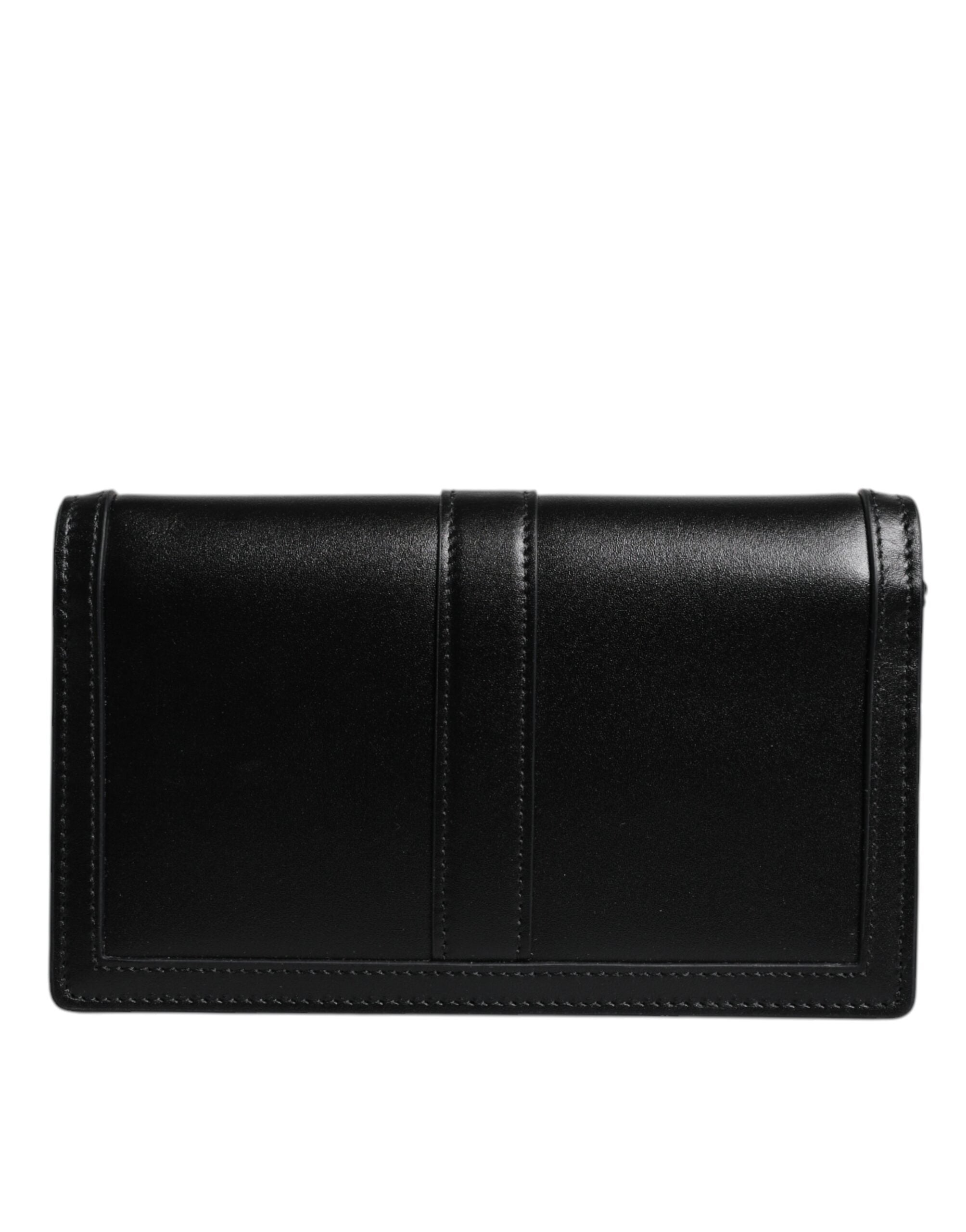 Versace Schwarze Kalbsleder-Kettenriemen-Schulter-Crossbody-Tasche-5