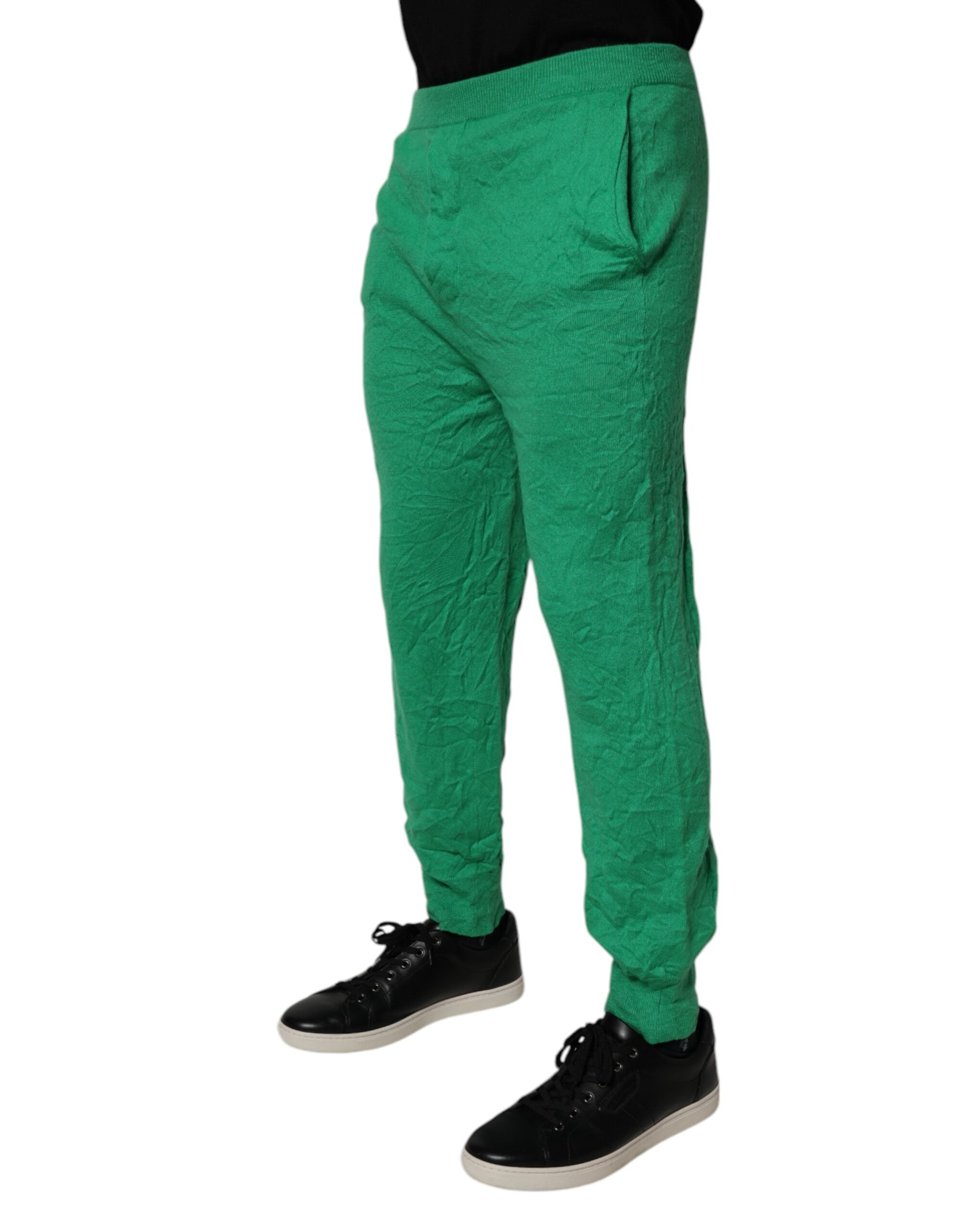 Dsquared² Green Cotton Elastic Waist Men's Casual Trousers-3