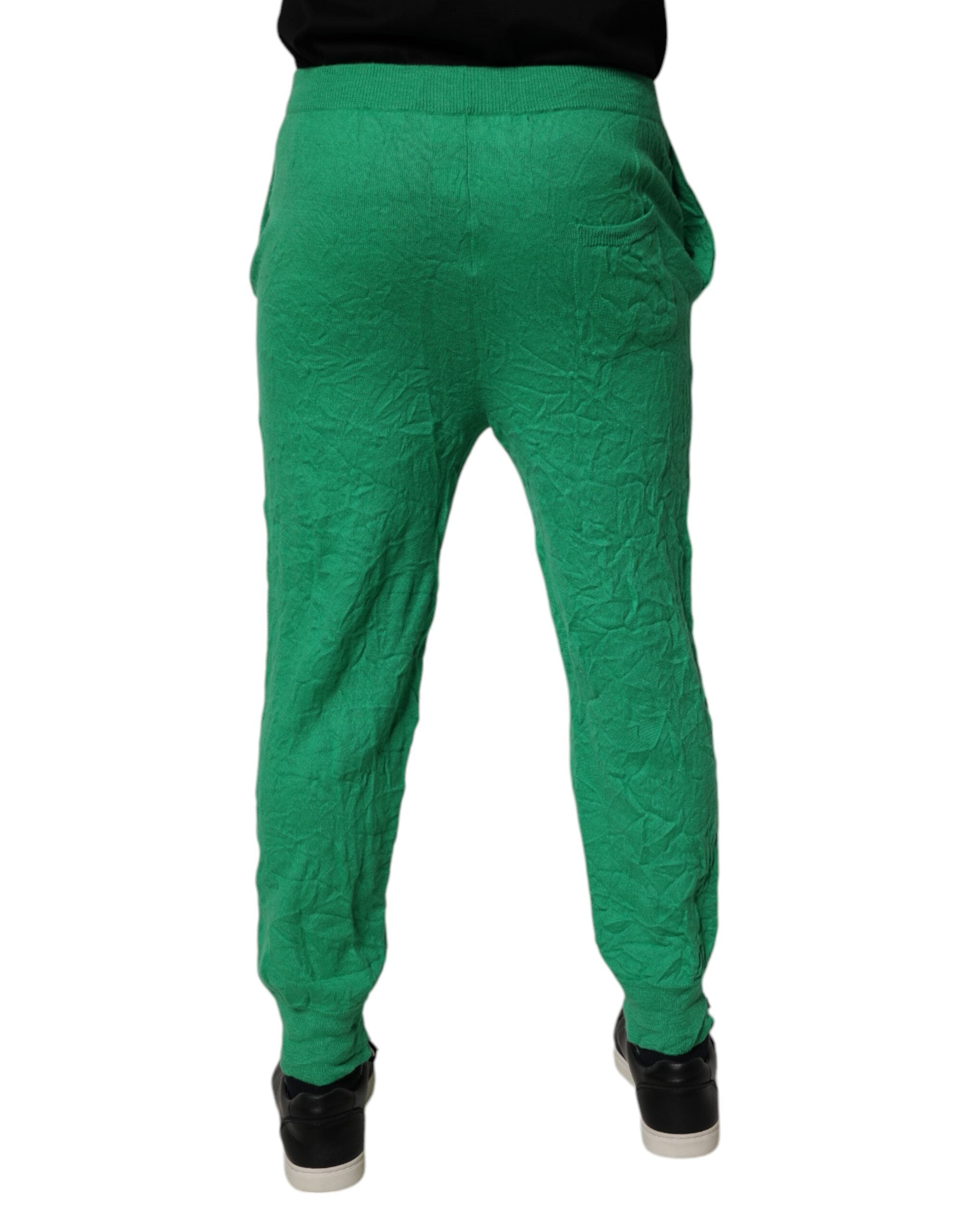 Dsquared² Green Cotton Elastic Waist Men's Casual Trousers-4