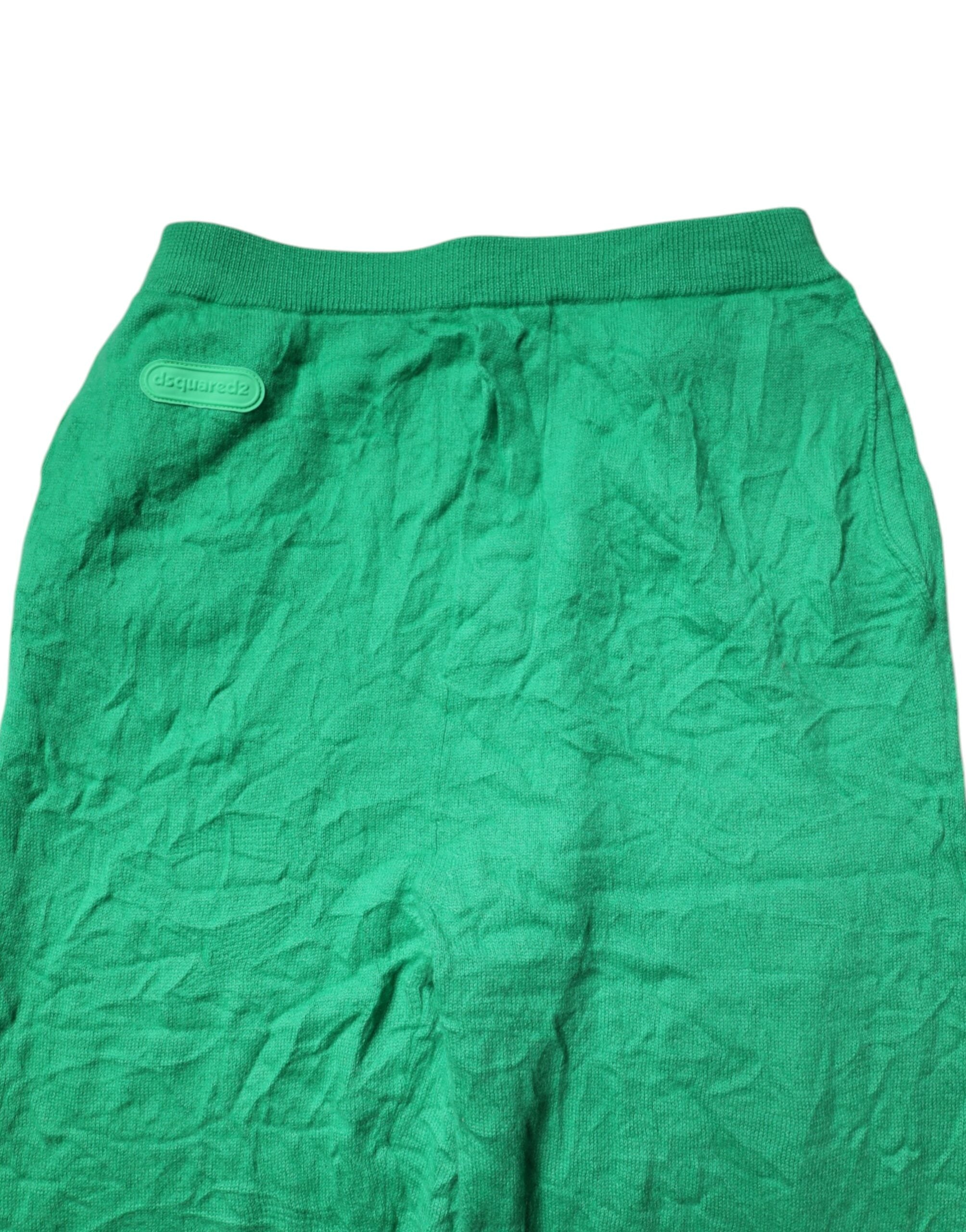 Dsquared² Green Cotton Elastic Waist Men's Casual Trousers-5