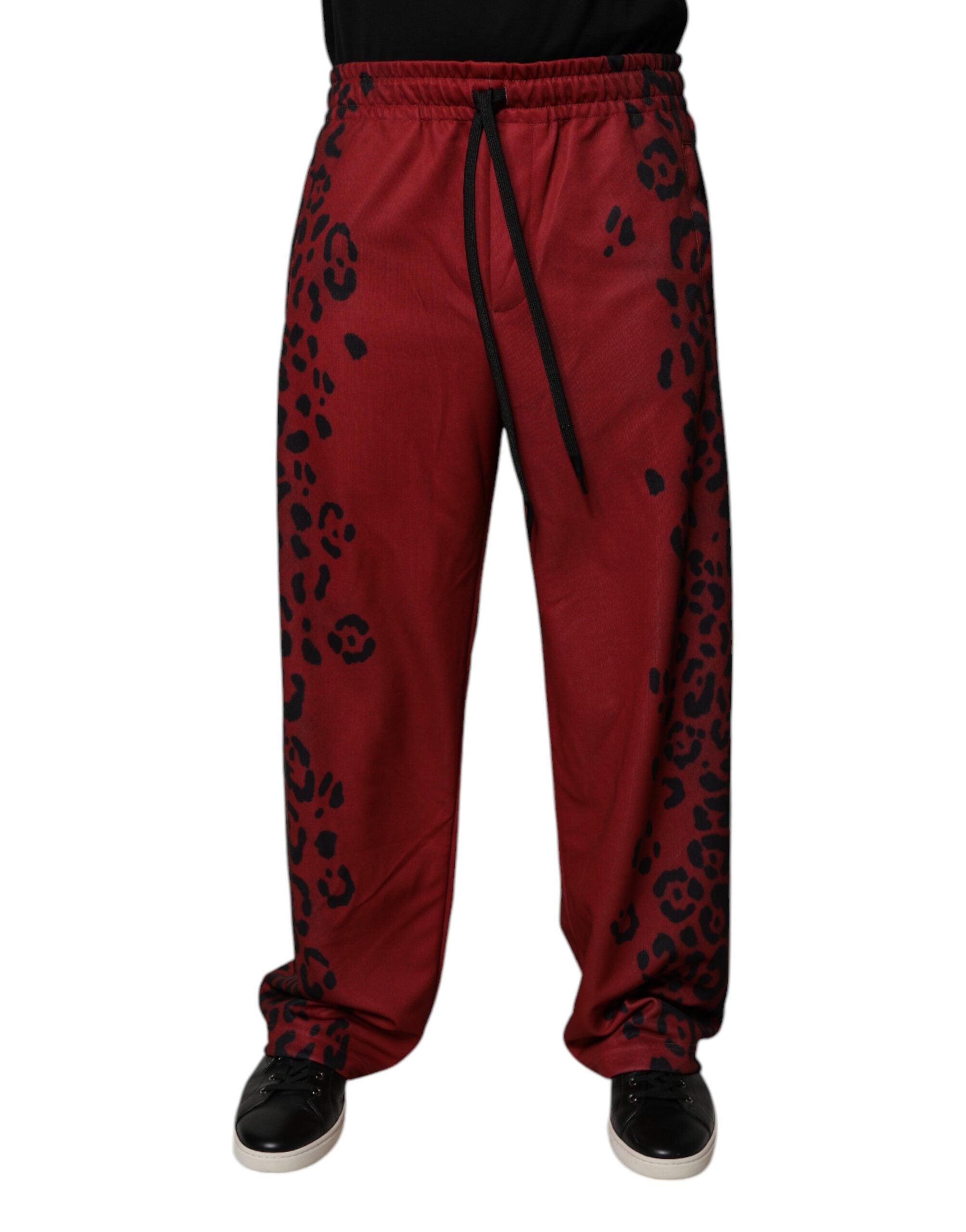 Pantalones deportivos de poliéster con estampado de leopardo rojo para hombre de Dolce & Gabbana-2