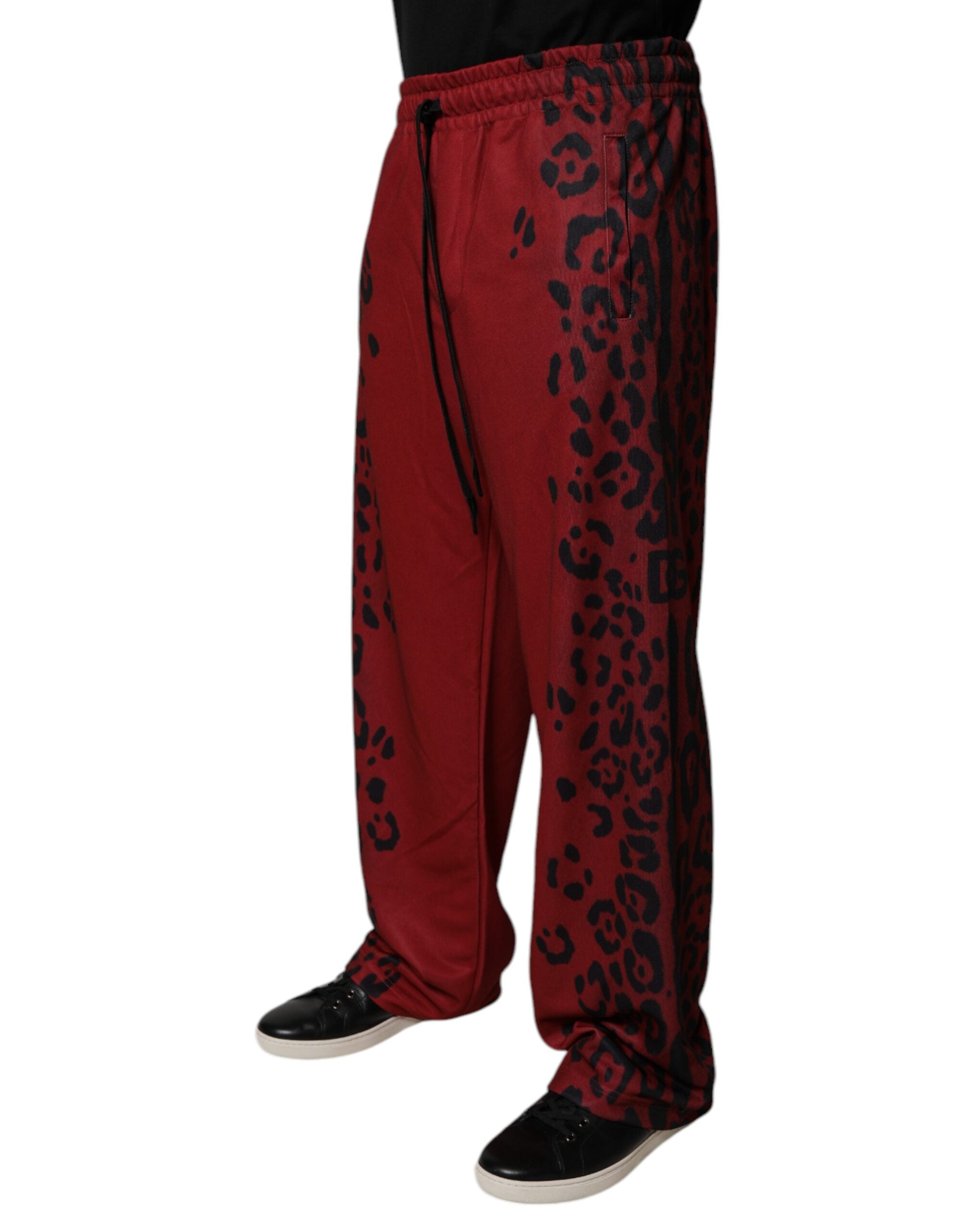 Pantalones deportivos de poliéster con estampado de leopardo rojo para hombre de Dolce & Gabbana-3
