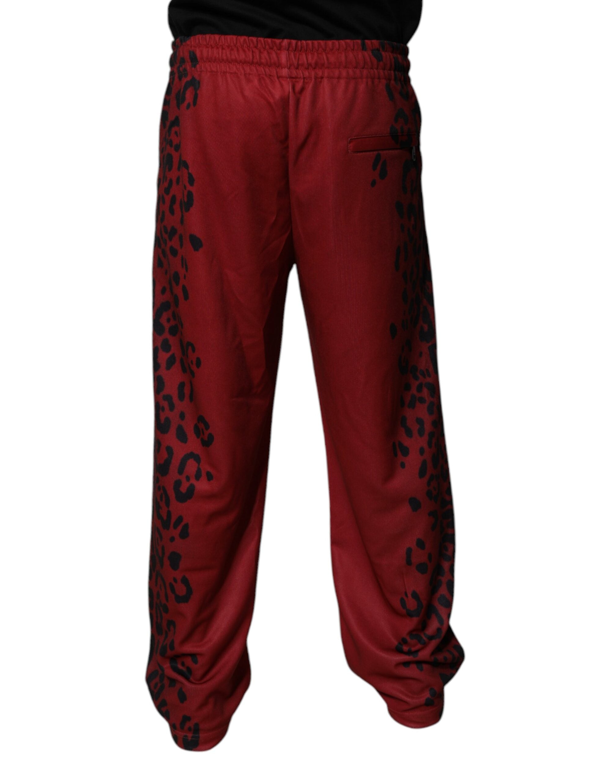 Pantalones deportivos de poliéster con estampado de leopardo rojo para hombre de Dolce & Gabbana-4