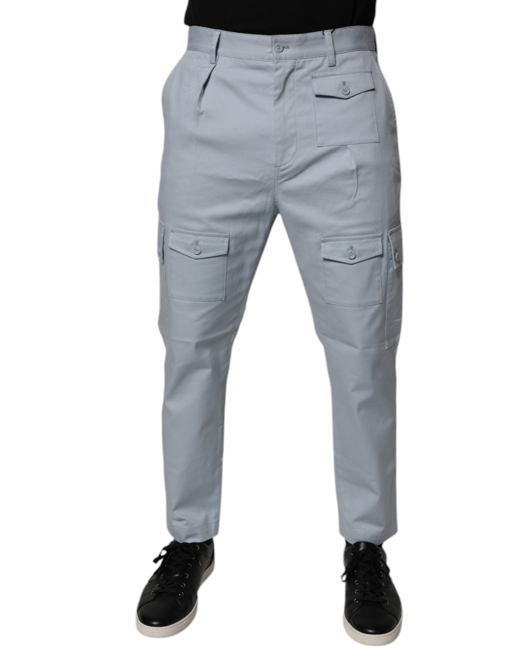 Dolce & Gabbana Light Blue Cotton Cargo Tapered Trousers-2