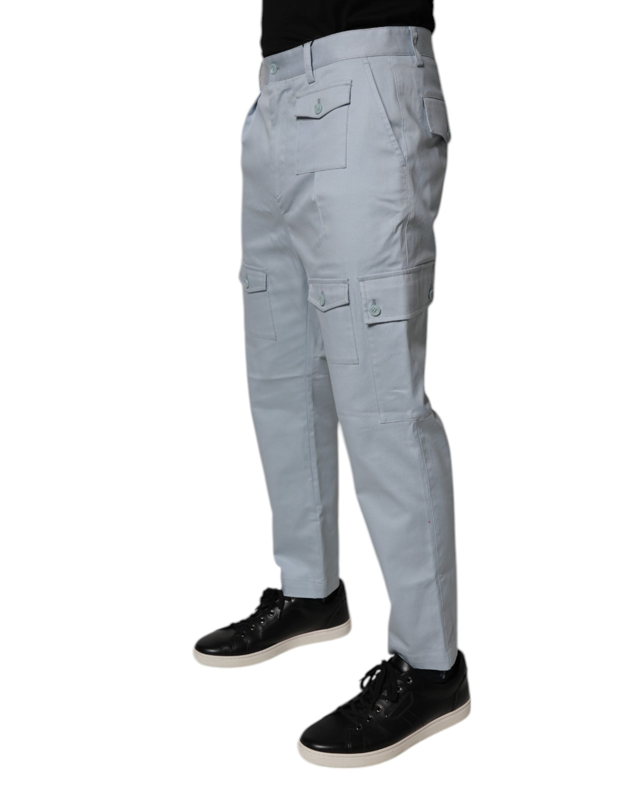 Dolce & Gabbana Light Blue Cotton Cargo Tapered Trousers-3