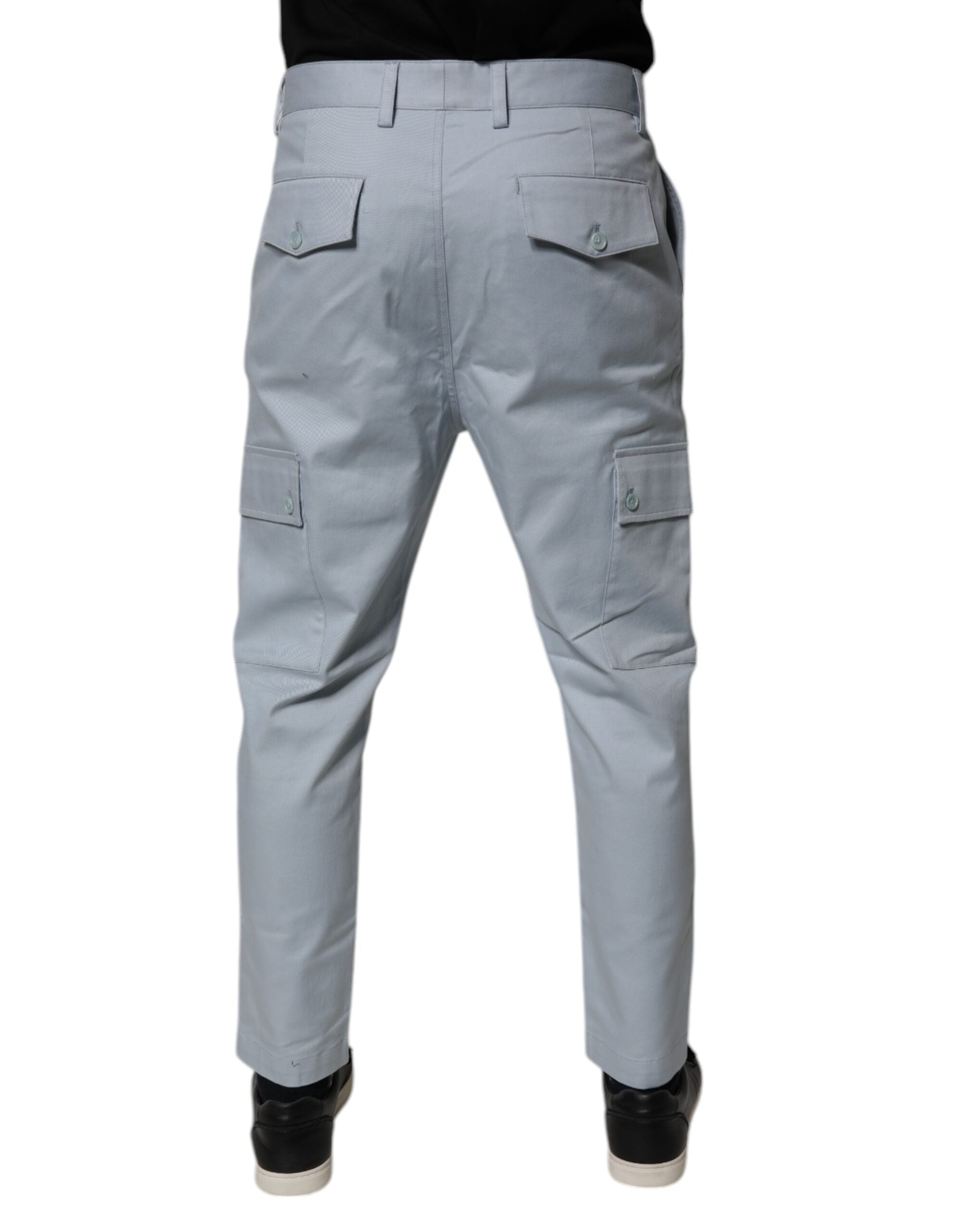 Dolce & Gabbana Light Blue Cotton Cargo Tapered Trousers-4