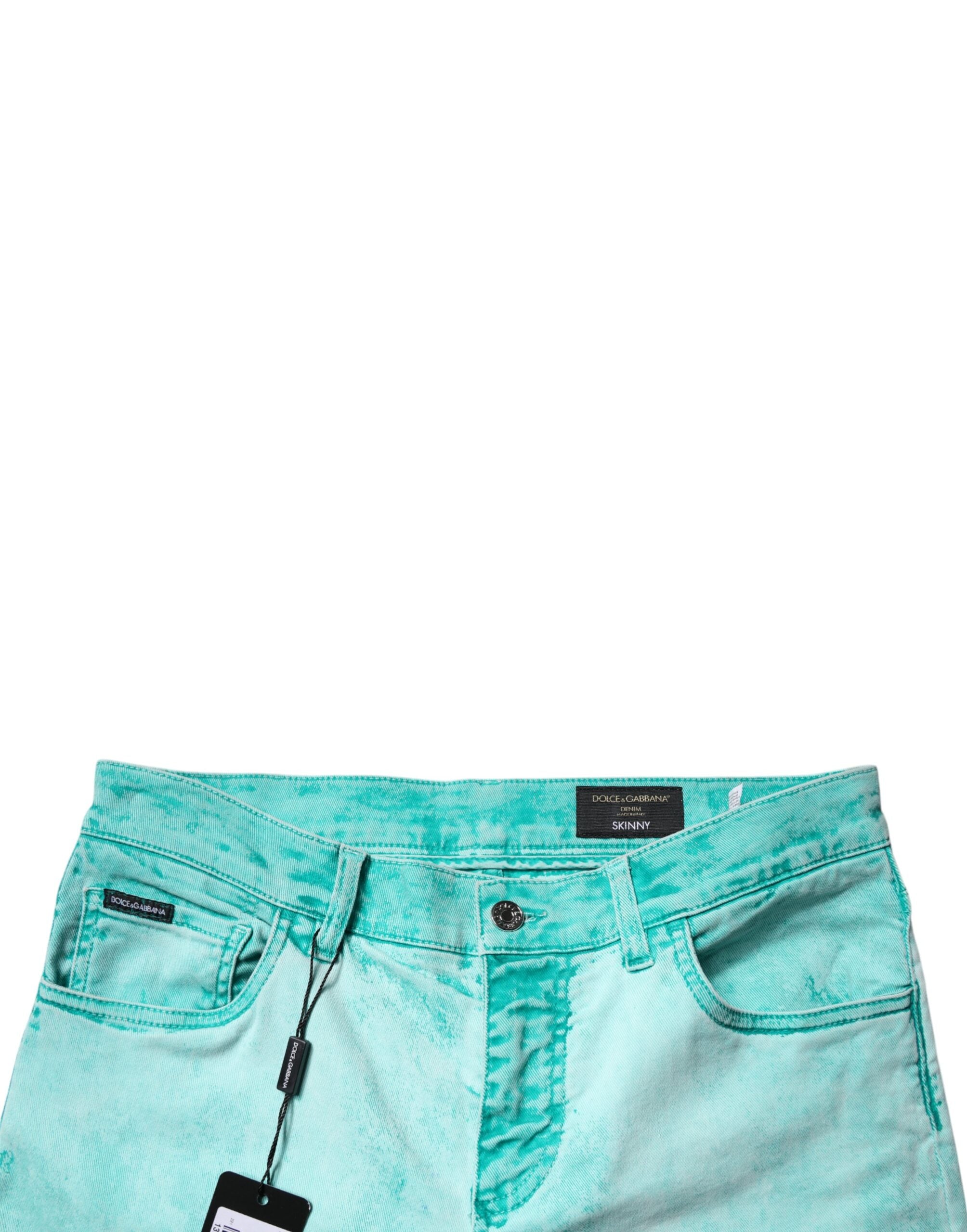 Dolce & Gabbana Green Tie Dye Cotton Skinny Men's Denim Jeans-5