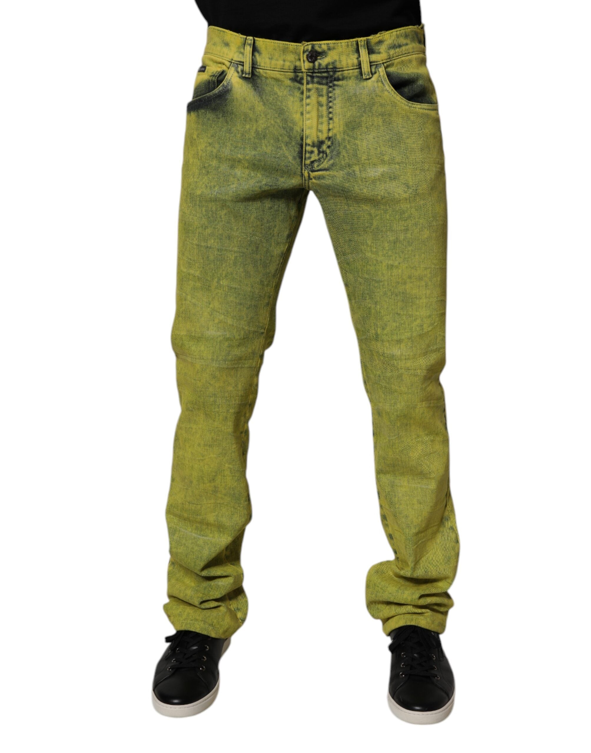 Dolce & Gabbana Yellow Cotton Stretch Skinny Denim Jeans for Men-2