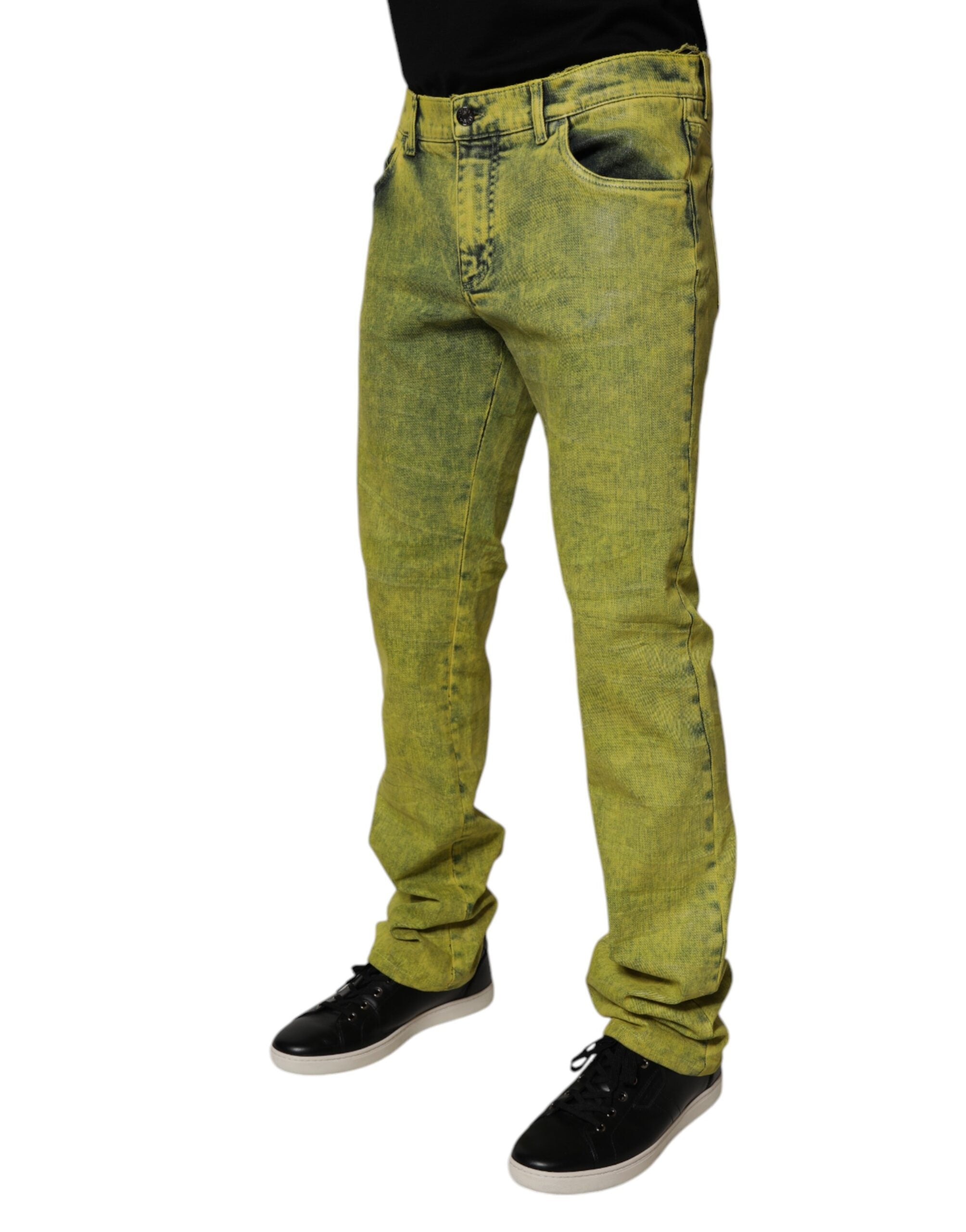 Dolce & Gabbana Yellow Cotton Stretch Skinny Denim Jeans for Men-3