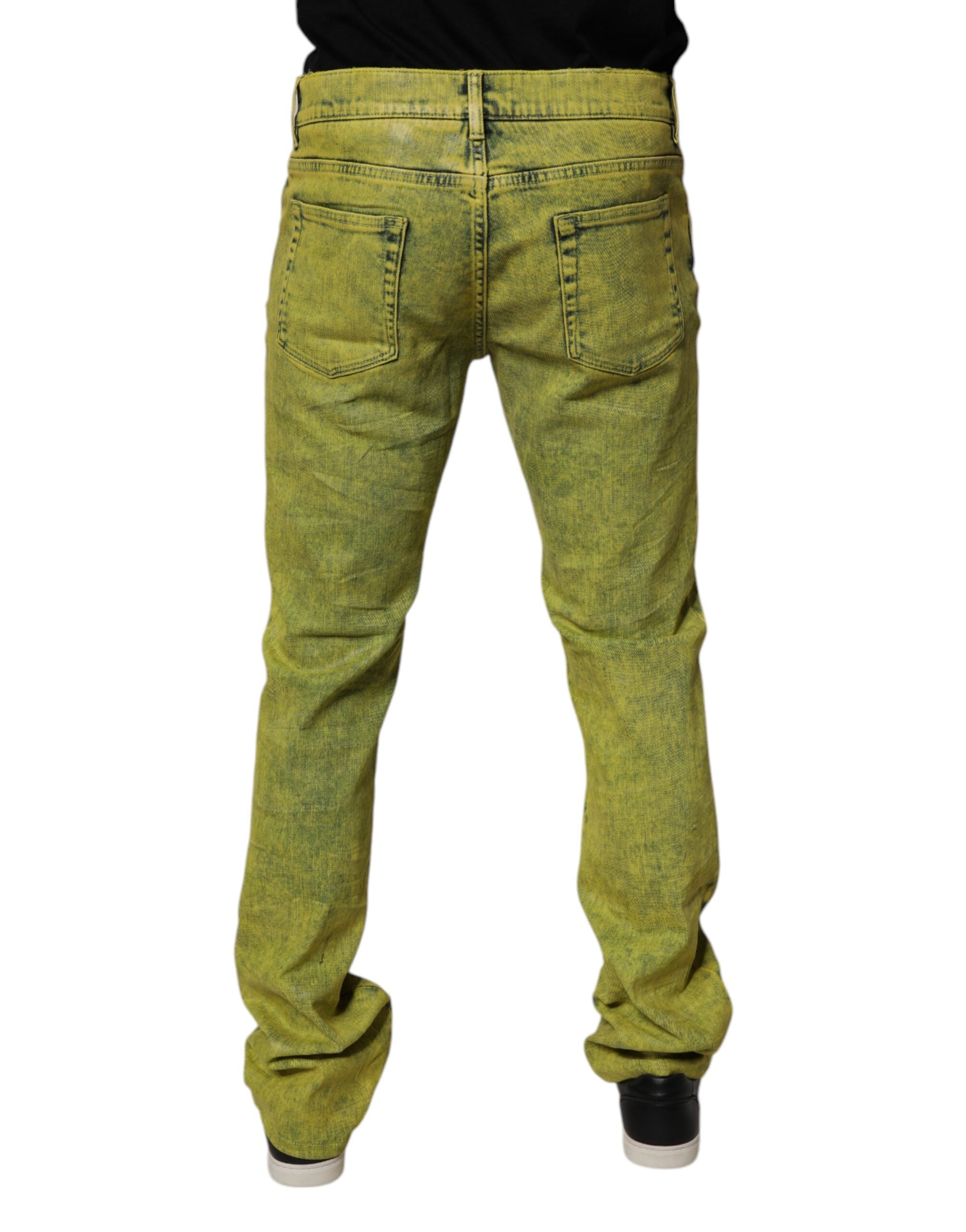 Dolce & Gabbana Yellow Cotton Stretch Skinny Denim Jeans for Men-4