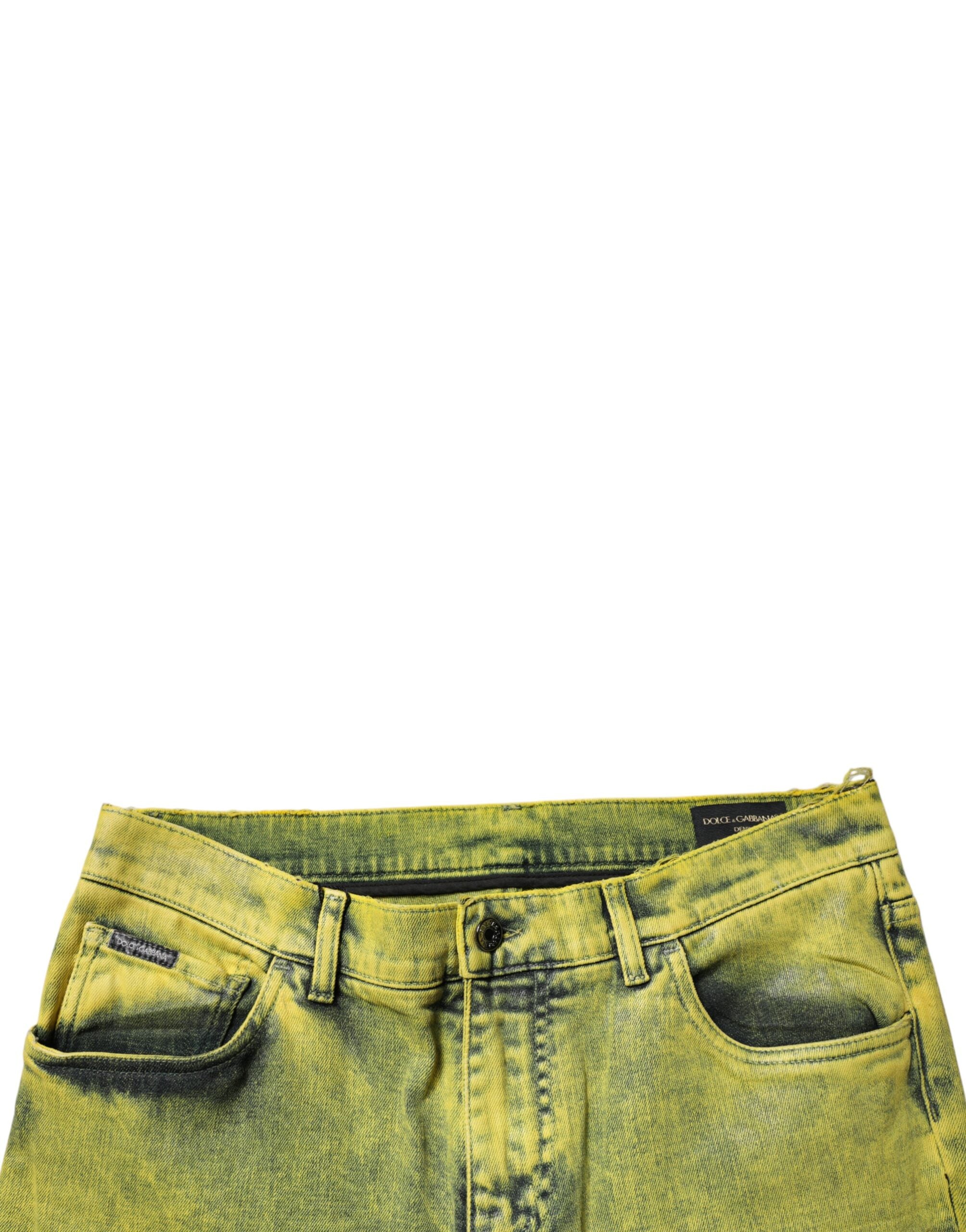 Dolce & Gabbana Yellow Cotton Stretch Skinny Denim Jeans for Men-5