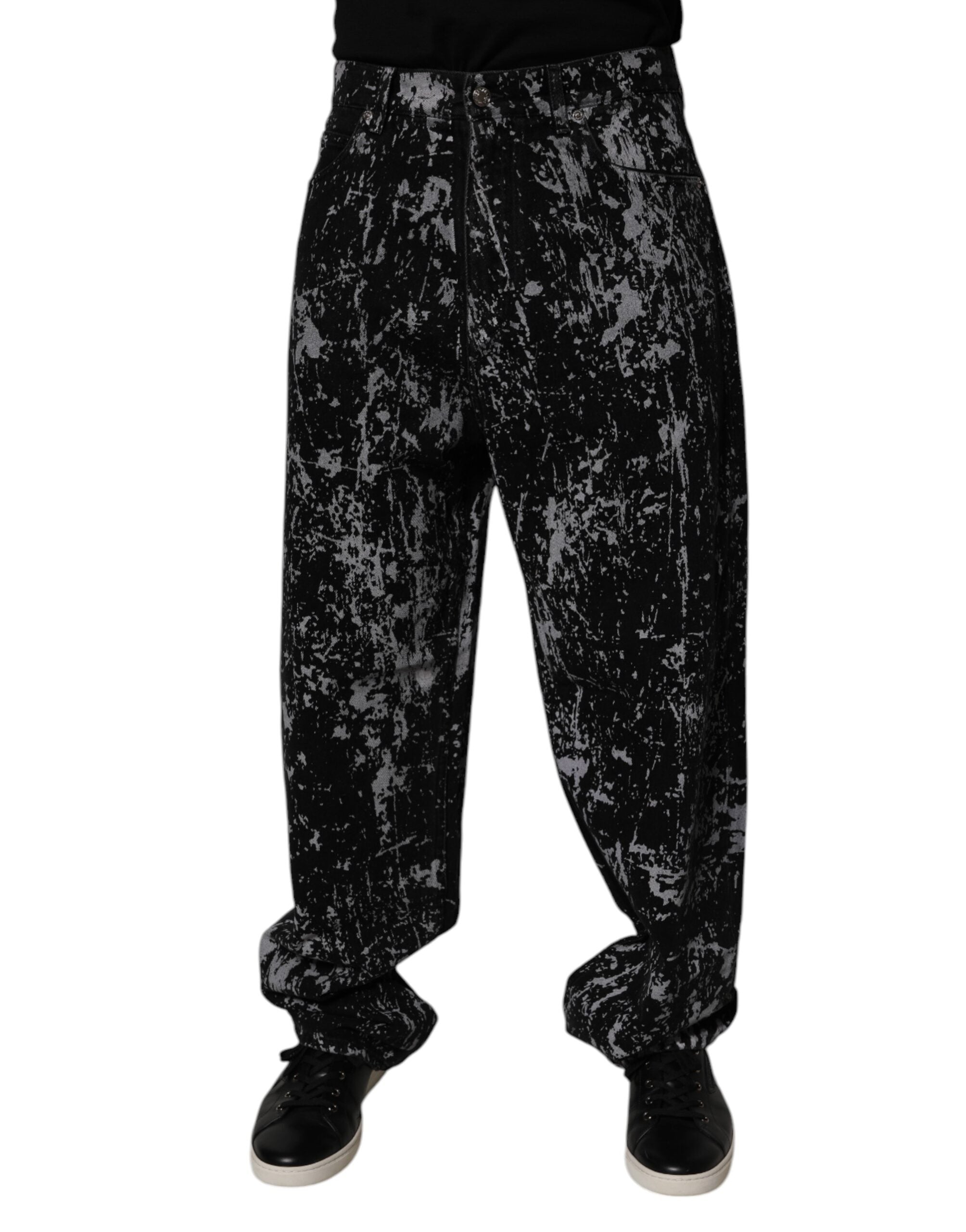 Dolce & Gabbana Black Tie Dye Cotton Straight Men's Denim Jeans