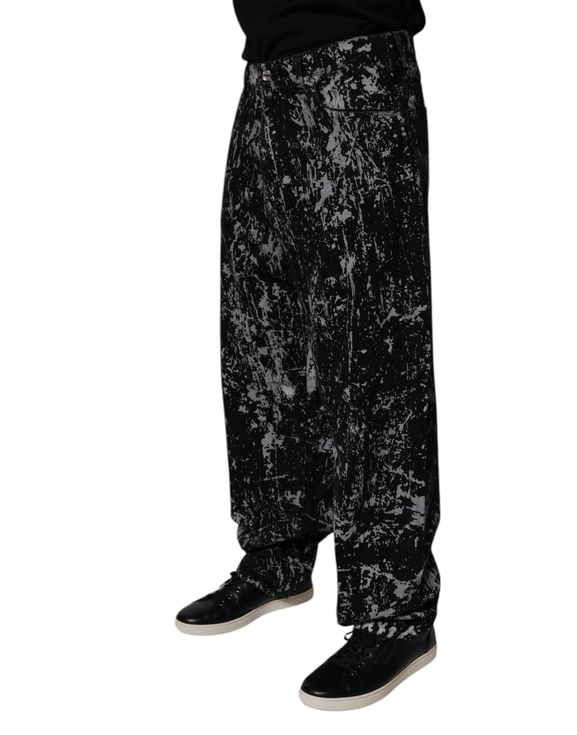Dolce & Gabbana Schwarze Krawattenfärbung Baumwolle gerade Männer Denim Jeans-3