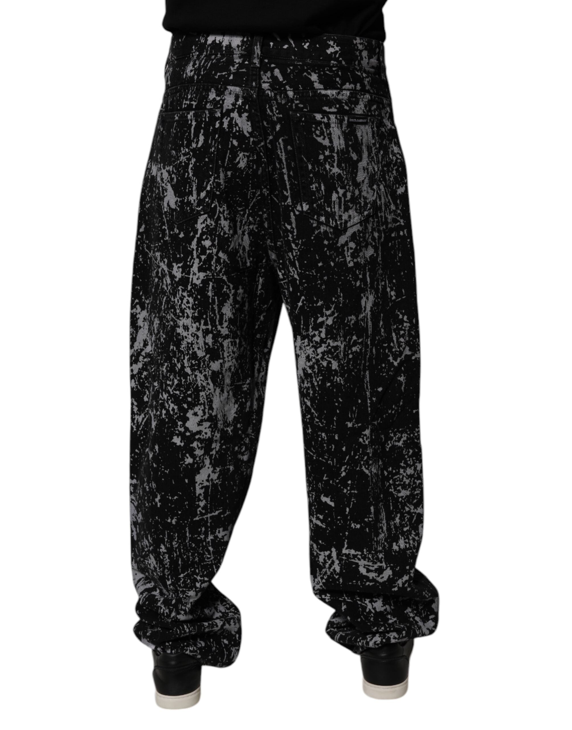 Dolce & Gabbana Schwarze Krawattenfärbung Baumwolle gerade Männer Denim Jeans-4