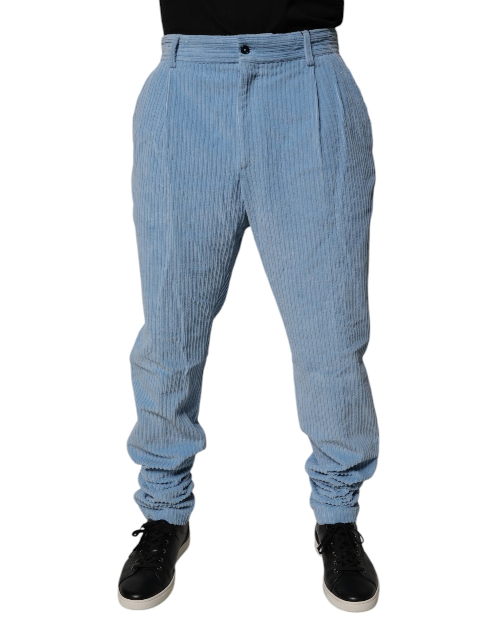 Vaqueros ajustados de pana de algodón azul claro de Dolce & Gabbana-2