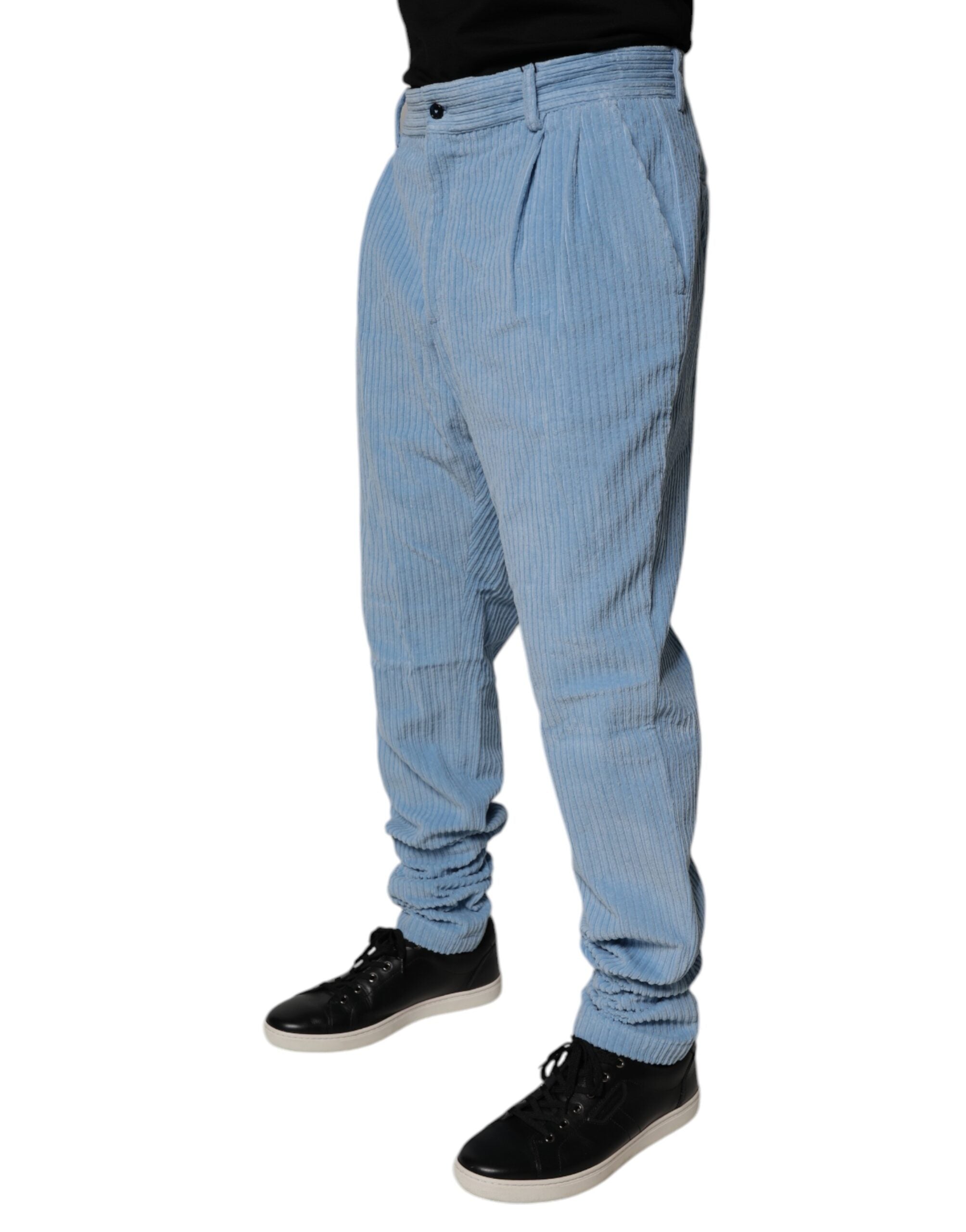 Vaqueros ajustados de pana de algodón azul claro de Dolce & Gabbana-3