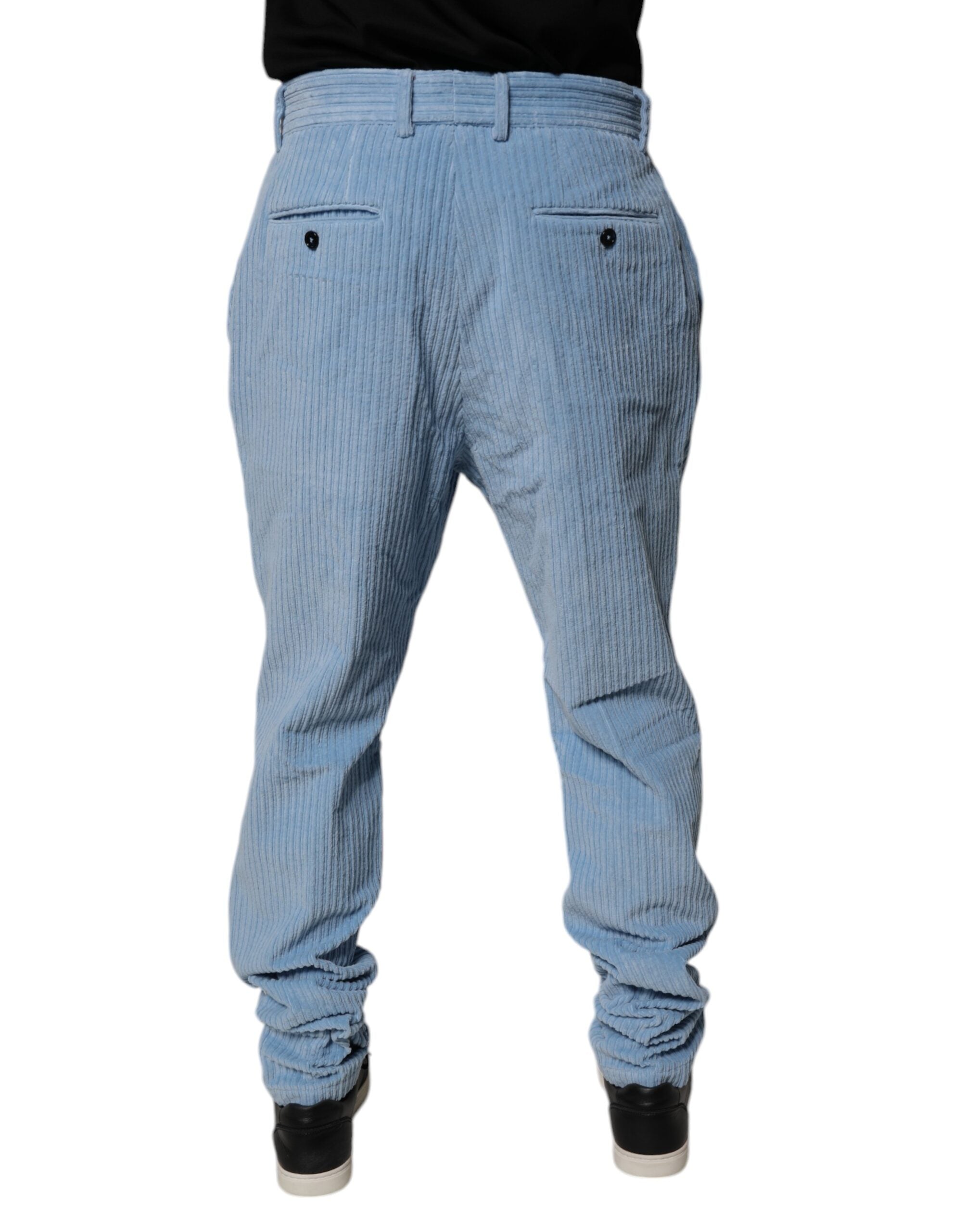 Vaqueros ajustados de pana de algodón azul claro de Dolce & Gabbana-4